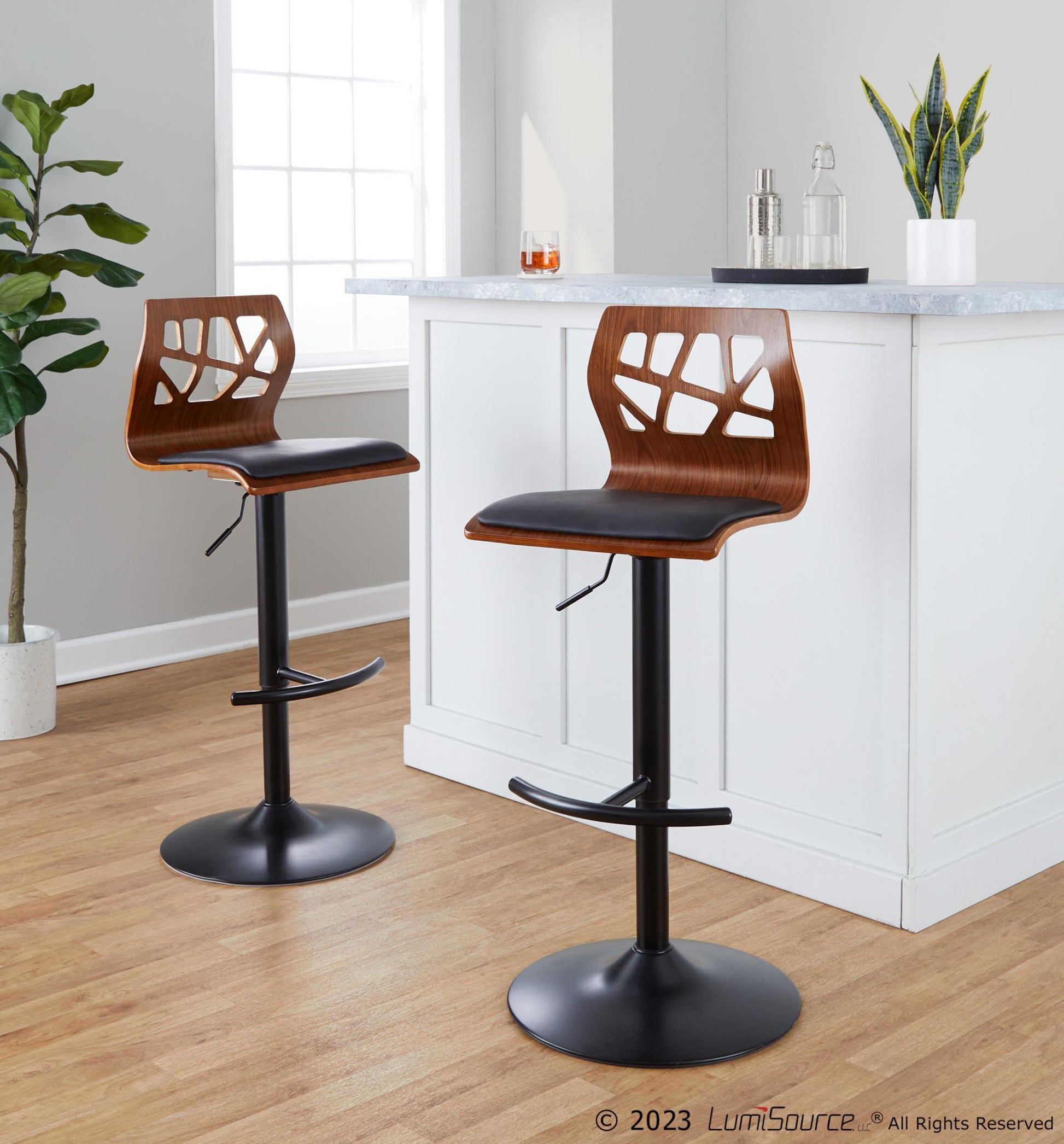 Folia Adjustable Barstool - Set of 2 By LumiSource - BS-FOLIAPU-RT2 BKNACR2 | Bar Stools | Modishstore - 13