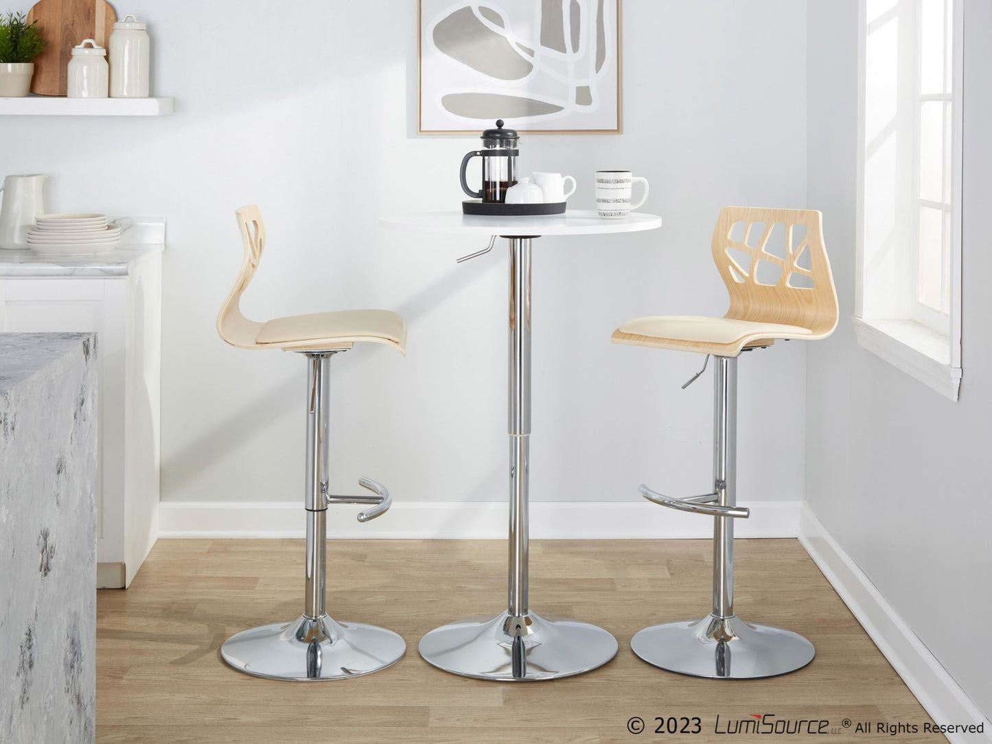 Folia Adjustable Barstool - Set of 2 By LumiSource - BS-FOLIAPU-RT2 CHRNACR2 | Bar Stools | Modishstore - 4