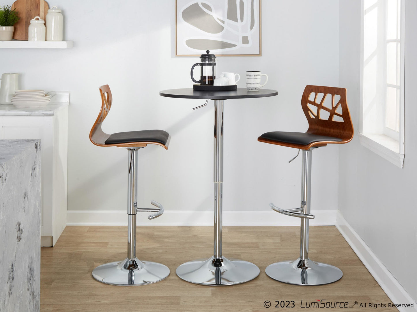 Folia Adjustable Barstool - Set of 2 By LumiSource - BS-FOLIAPU-RT2 CHRNACR2 | Bar Stools | Modishstore - 15