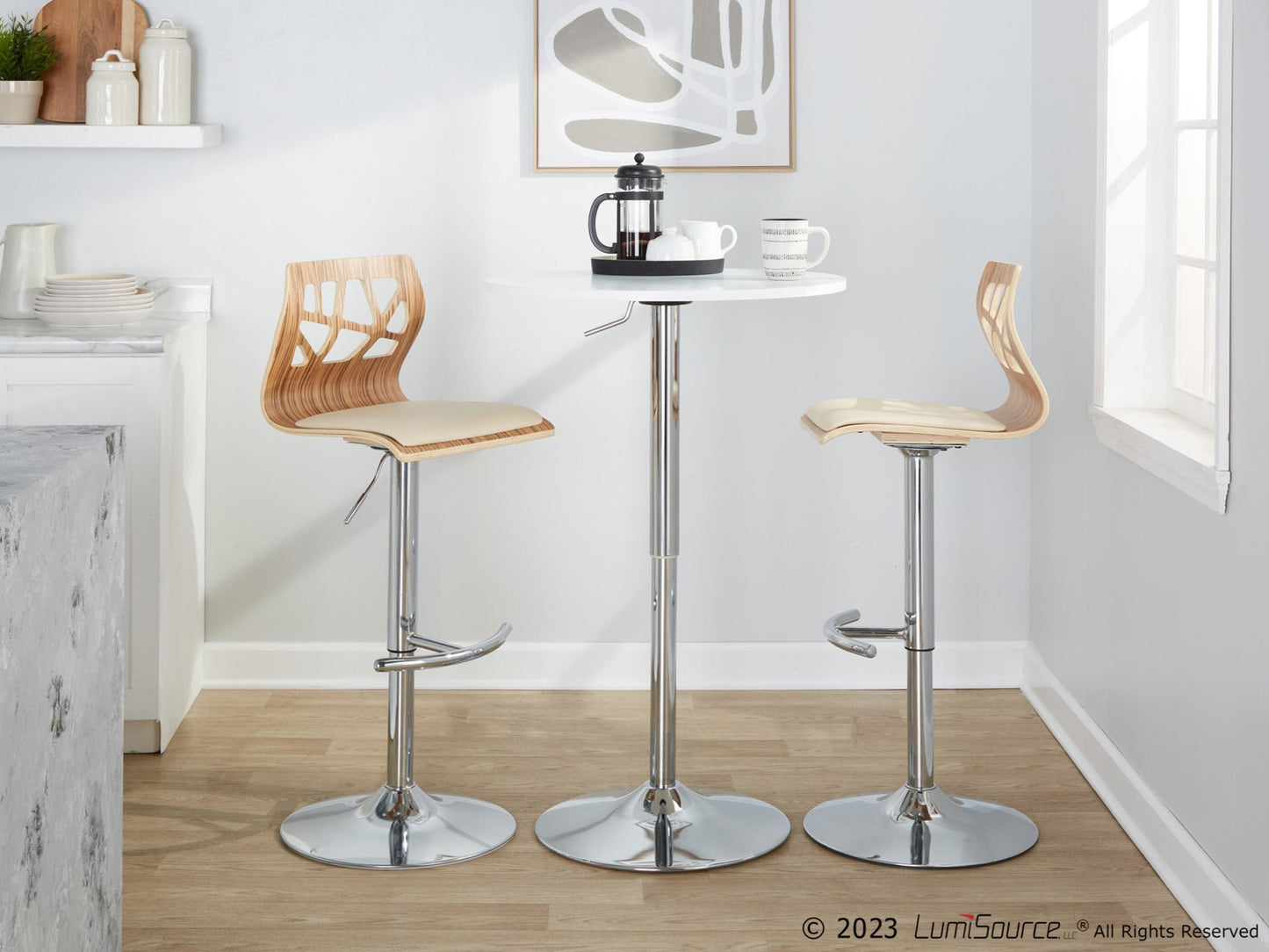 Folia Adjustable Barstool - Set of 2 By LumiSource - BS-FOLIAPU-RT2 CHRNACR2 | Bar Stools | Modishstore - 34