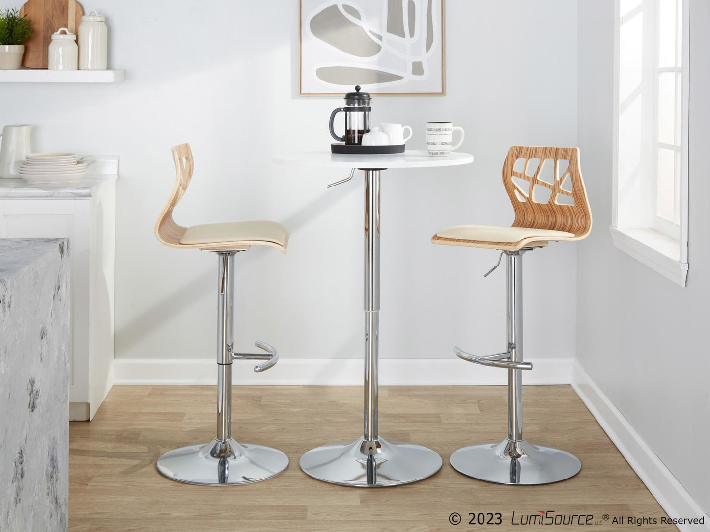 Folia Adjustable Barstool - Set of 2 By LumiSource - BS-FOLIAPU-RT2 CHRNACR2 | Bar Stools | Modishstore - 35