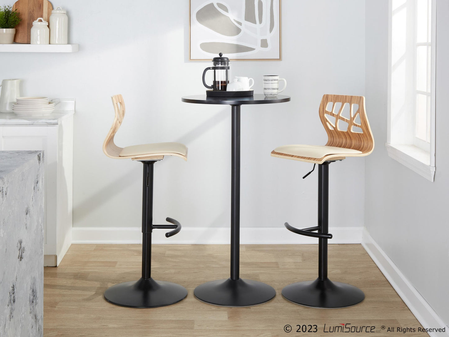 Folia Adjustable Barstool - Set of 2 By LumiSource - BS-FOLIAPU-RT2 BKNACR2 | Bar Stools | Modishstore - 34