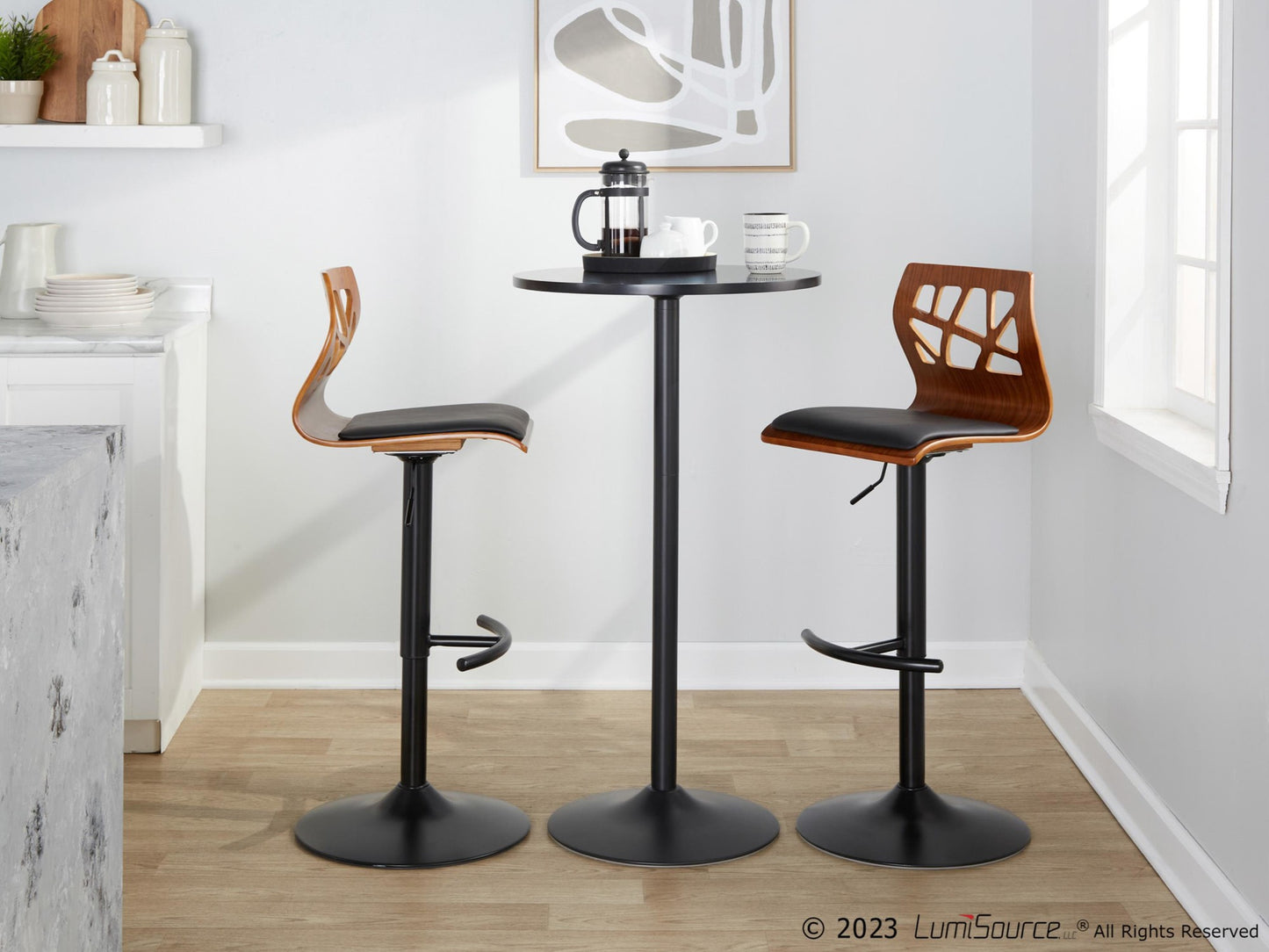 Folia Adjustable Barstool - Set of 2 By LumiSource - BS-FOLIAPU-RT2 BKNACR2 | Bar Stools | Modishstore - 14