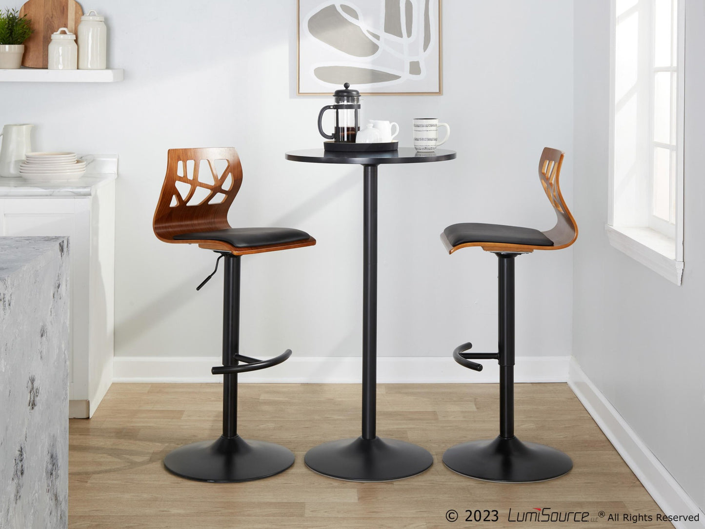 Folia Adjustable Barstool - Set of 2 By LumiSource - BS-FOLIAPU-RT2 BKNACR2 | Bar Stools | Modishstore - 15