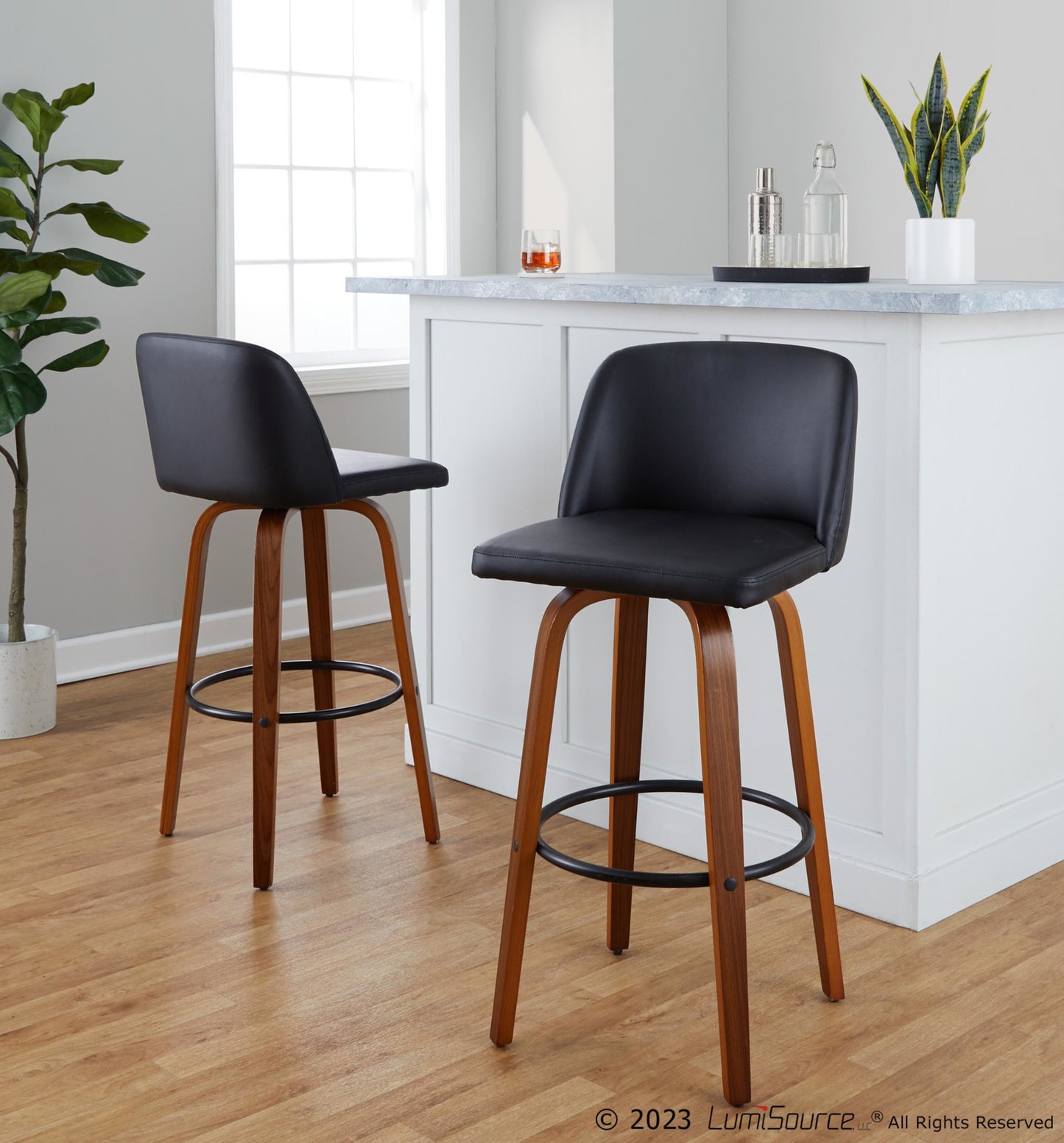 Toriano 30" Fixed-Height Barstool - Set of 2 By LumiSource - B30-TRNOFB-GRTZQ2 WLGY2 | Bar Stools | Modishstore - 11