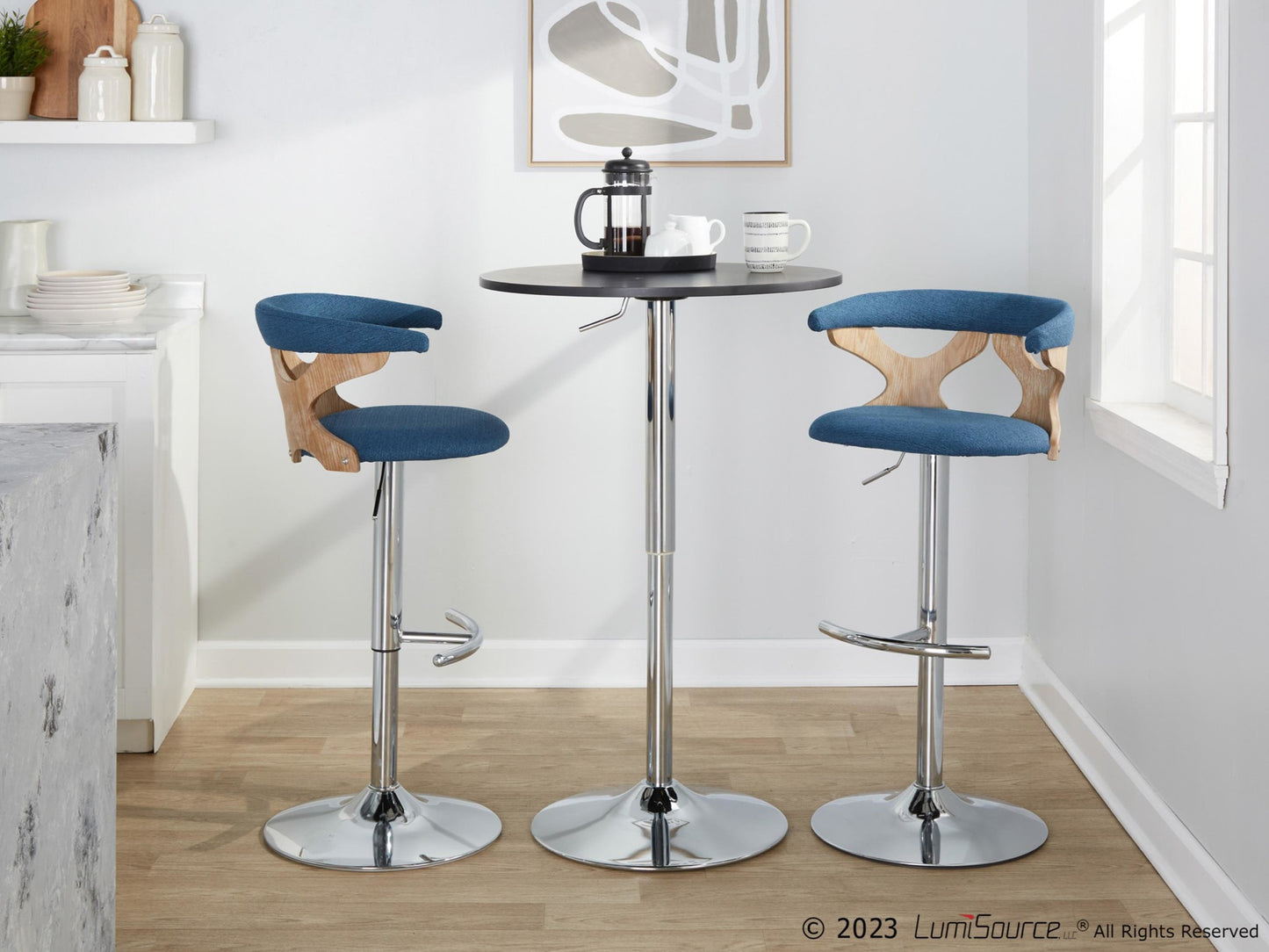 Gardenia Adjustable Barstool - Set of 2 By LumiSource - BS-GARDFB-RT2 CHRWWBU2 | Bar Stools | Modishstore - 2