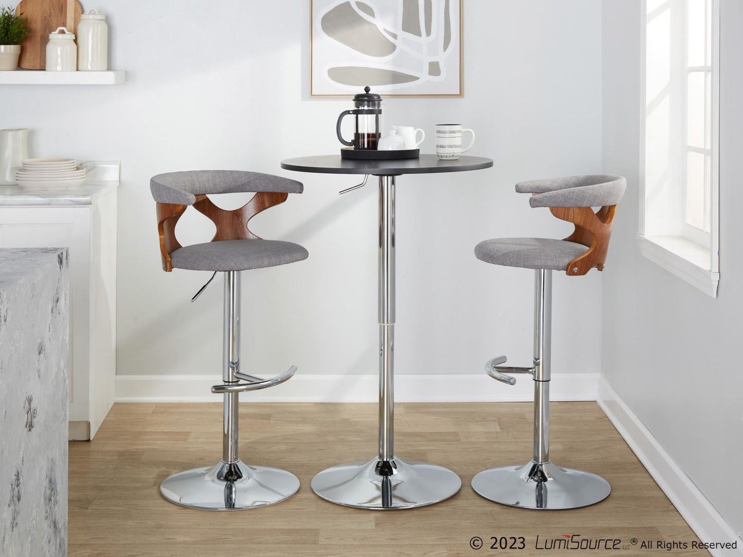 Gardenia Adjustable Barstool - Set of 2 By LumiSource - BS-GARDFB-RT2 CHRWLCHAR2 | Bar Stools | Modishstore - 12