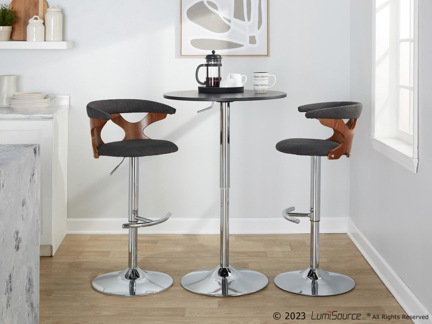 Gardenia Adjustable Barstool - Set of 2 By LumiSource - BS-GARDFB-RT2 CHRWLCHAR2 | Bar Stools | Modishstore - 2