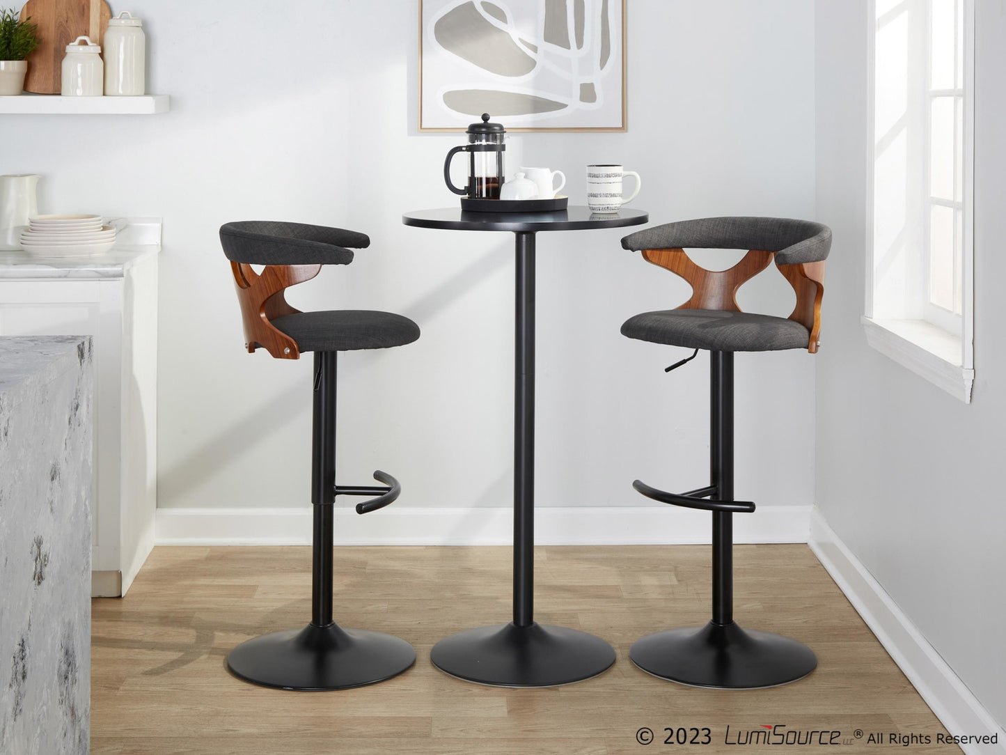 Gardenia Adjustable Barstool - Set of 2 By LumiSource - BS-GARDFB-RT2 BKWLCHAR2 | Bar Stools | Modishstore - 2