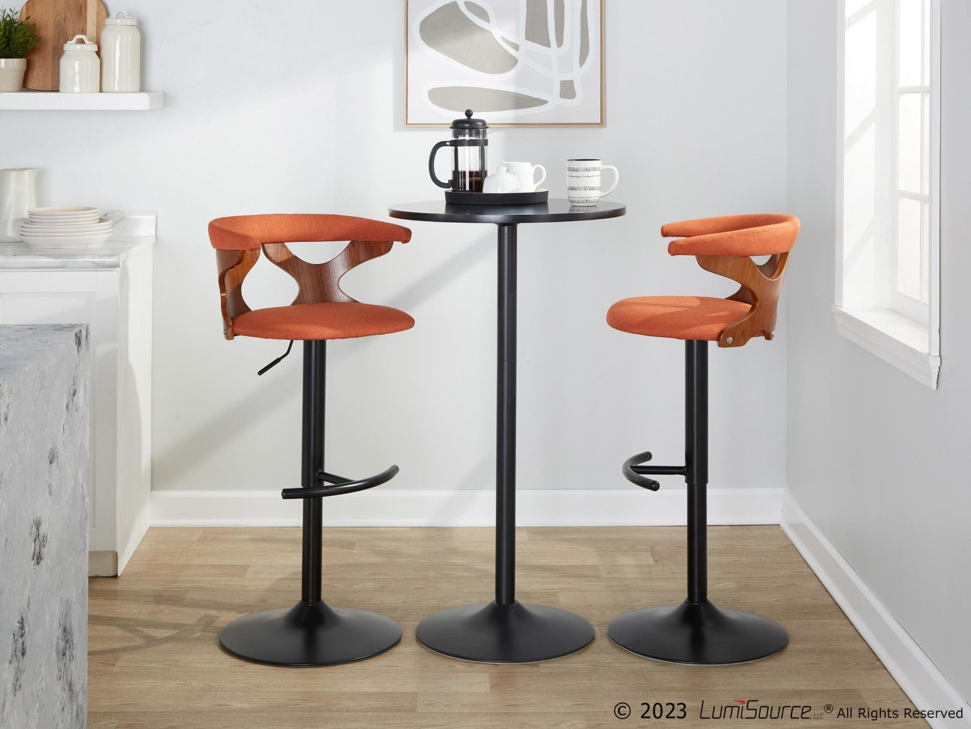 Gardenia Adjustable Barstool - Set of 2 By LumiSource - BS-GARDFB-RT2 BKWLCHAR2 | Bar Stools | Modishstore - 21