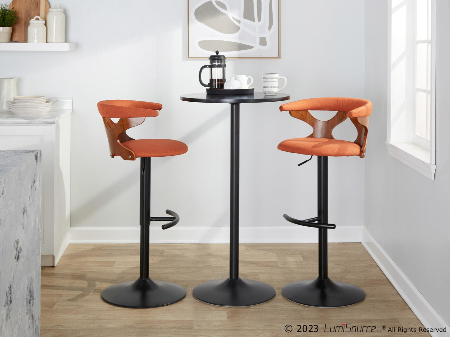 Gardenia Adjustable Barstool - Set of 2 By LumiSource - BS-GARDFB-RT2 BKWLCHAR2 | Bar Stools | Modishstore - 22