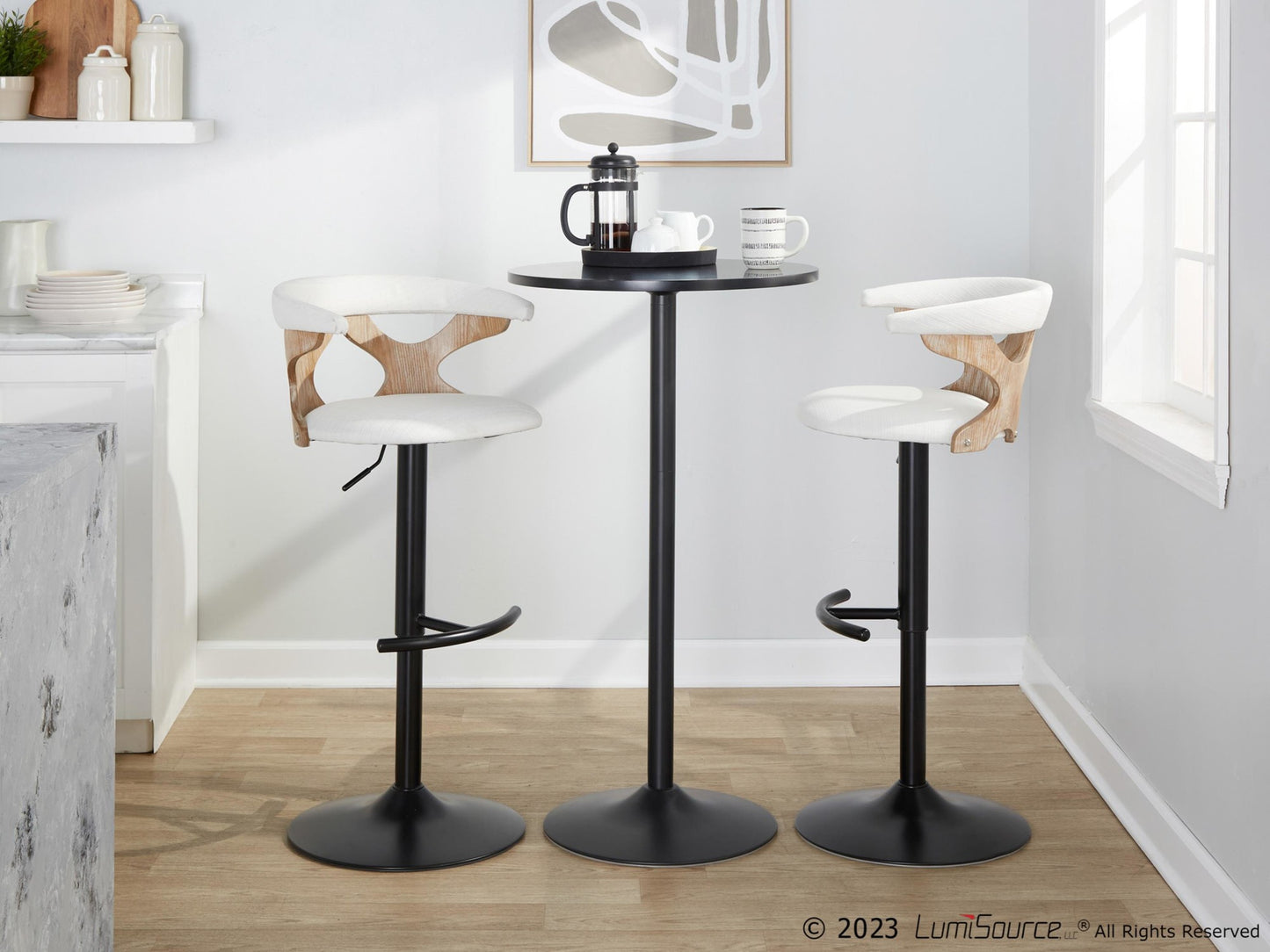 Gardenia Adjustable Barstool - Set of 2 By LumiSource - BS-GARDFB-RT2 BKWWBU2 | Bar Stools | Modishstore - 20