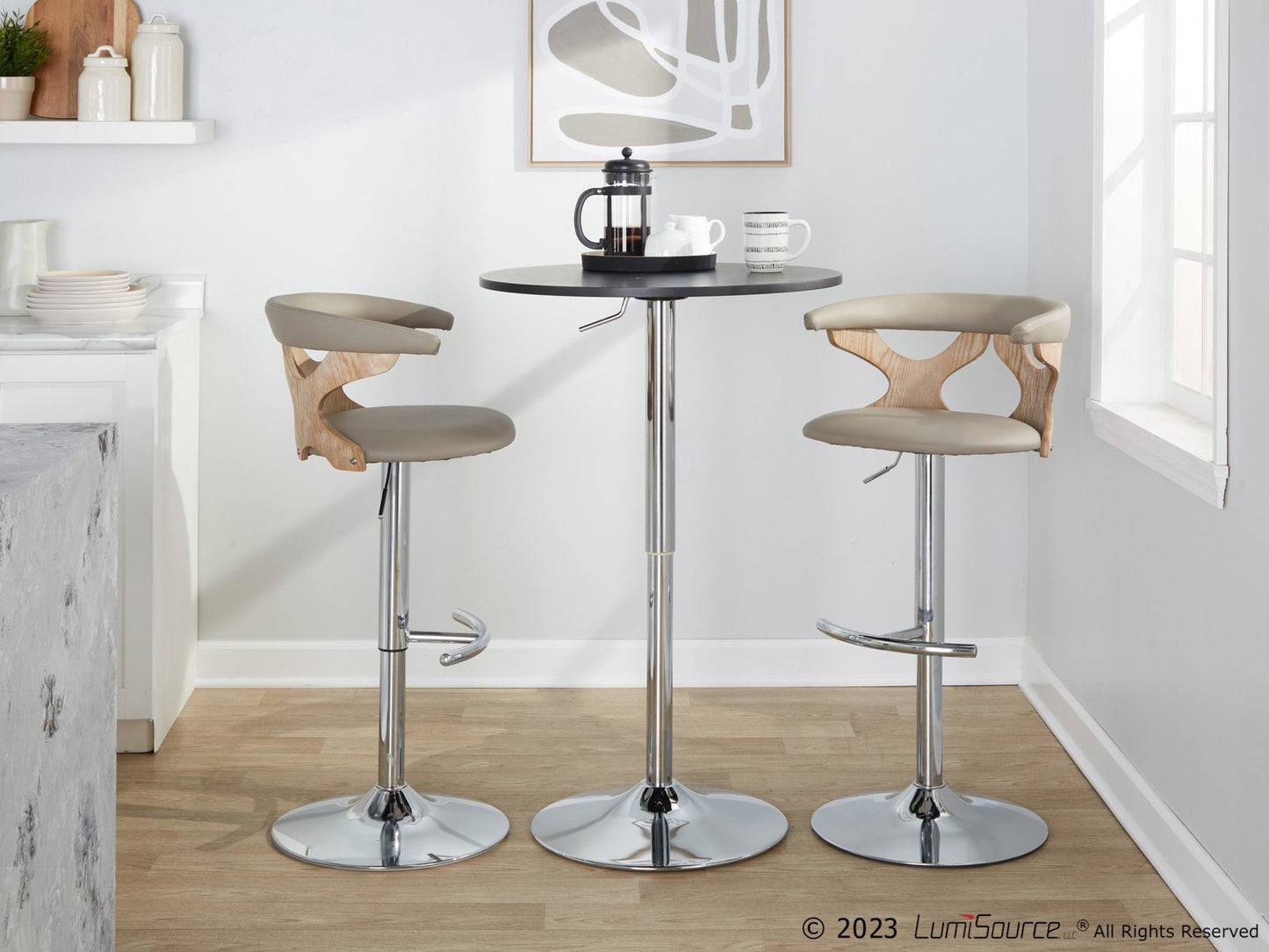 Gardenia Adjustable Barstool - Set of 2 By LumiSource - BS-GARDPU-RT2 CHRNACR2 | Bar Stools | Modishstore - 23