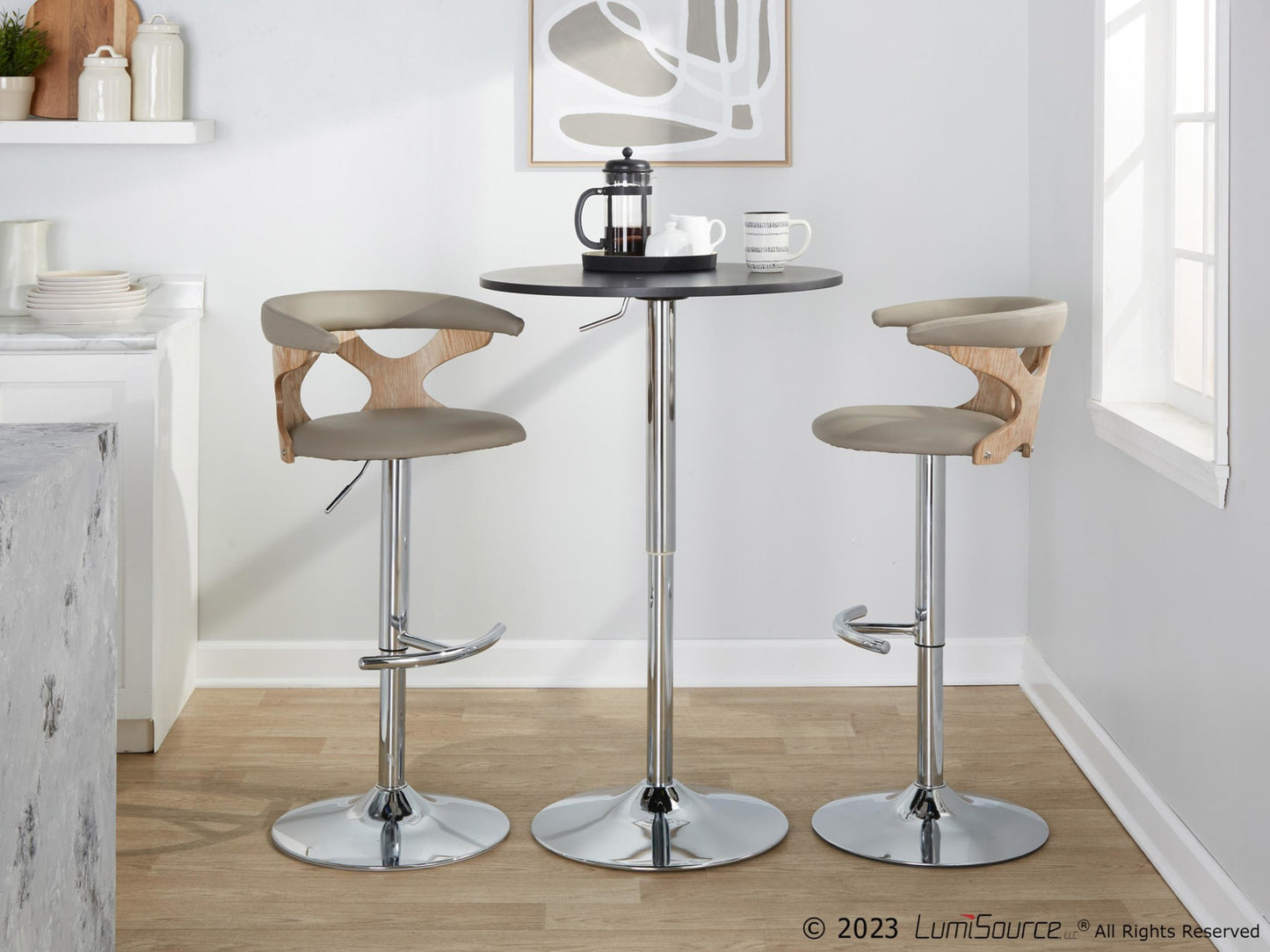 Gardenia Adjustable Barstool - Set of 2 By LumiSource - BS-GARDPU-RT2 CHRNACR2 | Bar Stools | Modishstore - 24