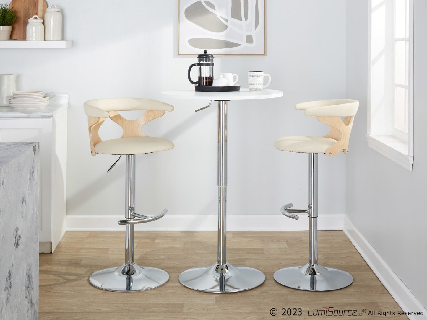 Gardenia Adjustable Barstool - Set of 2 By LumiSource - BS-GARDPU-RT2 CHRNACR2 | Bar Stools | Modishstore - 2