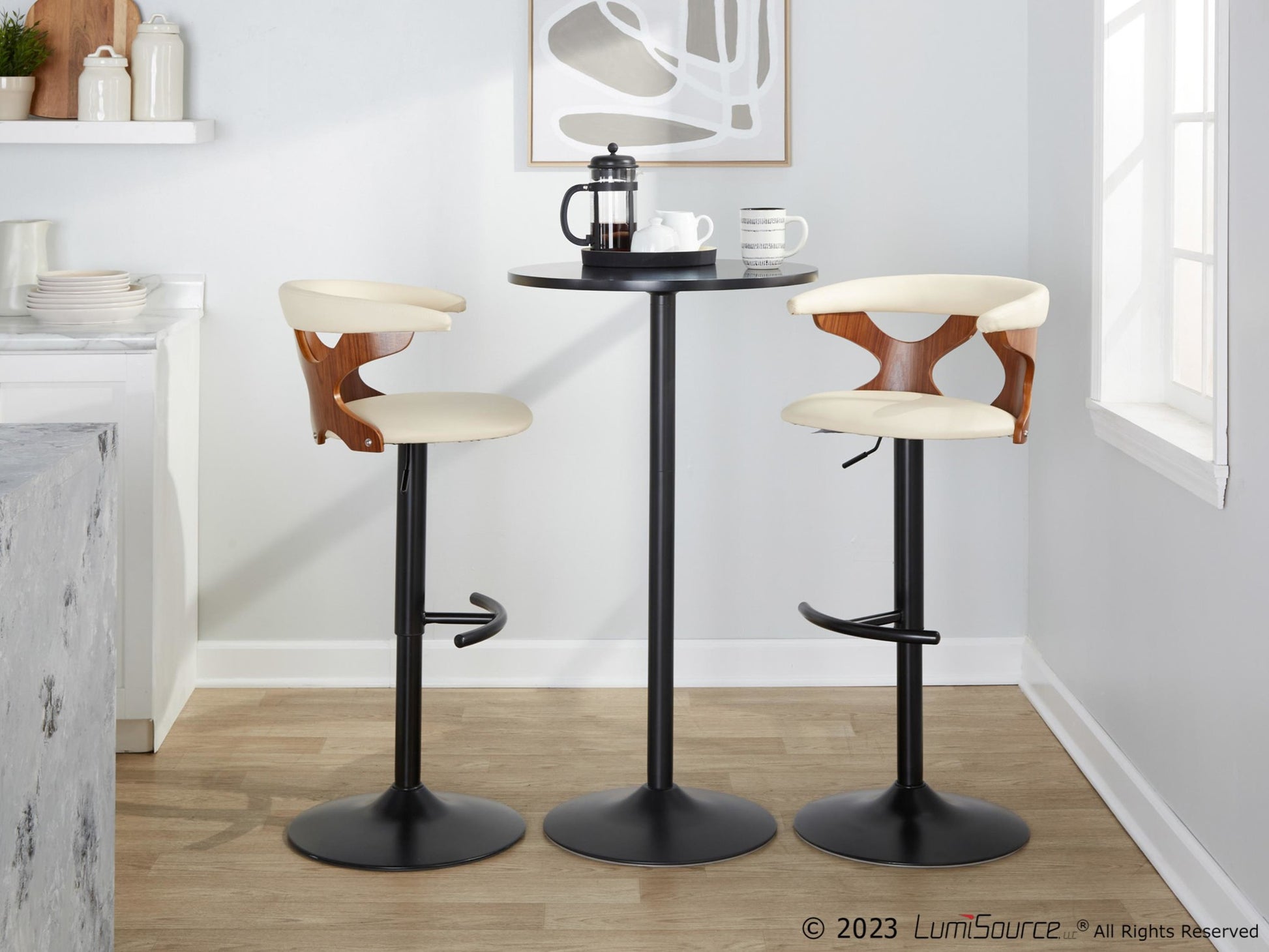 Gardenia Adjustable Barstool - Set of 2 By LumiSource - BS-GARDPU-RT2 BKNACR2 | Bar Stools | Modishstore - 11