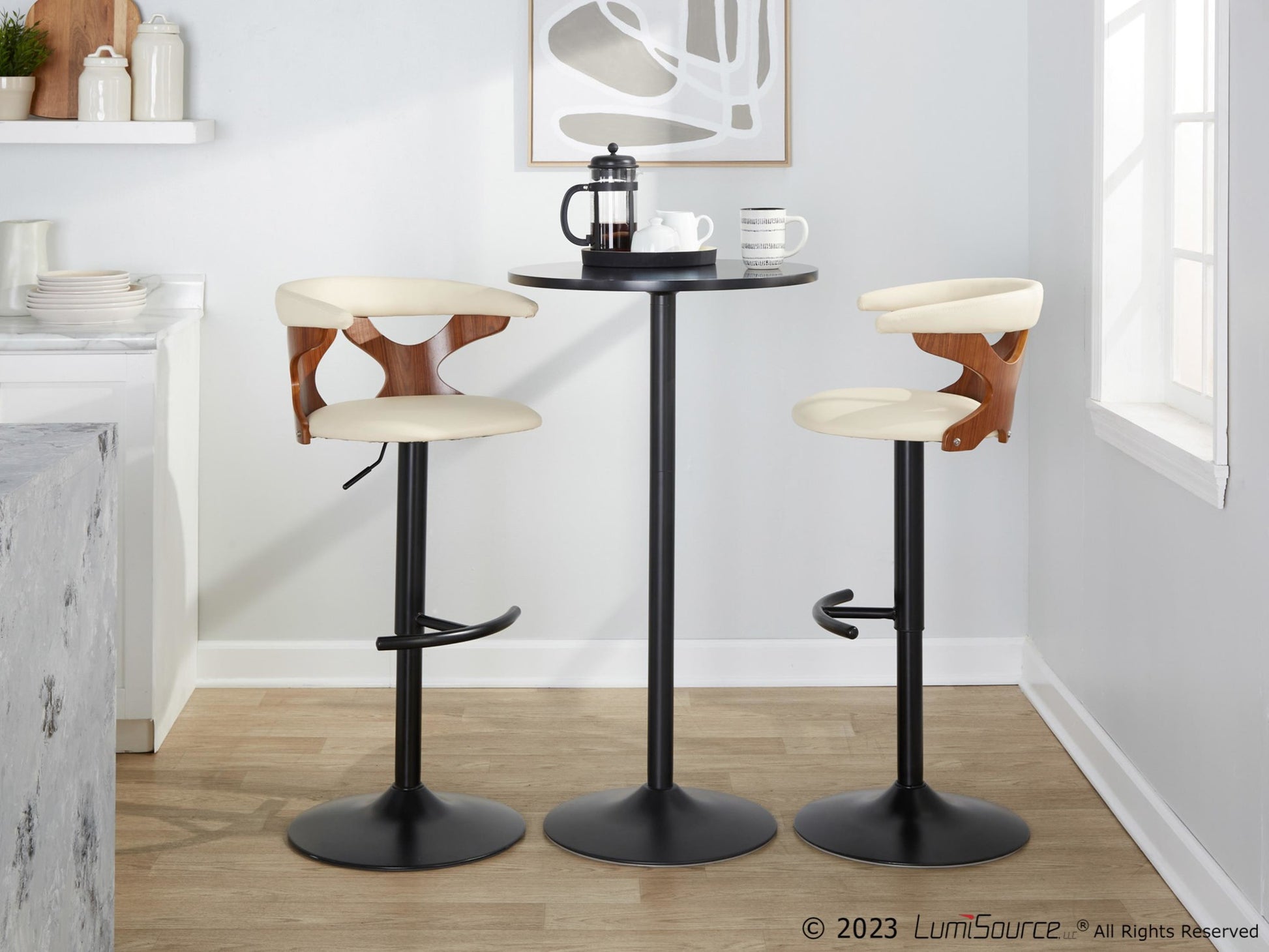 Gardenia Adjustable Barstool - Set of 2 By LumiSource - BS-GARDPU-RT2 BKNACR2 | Bar Stools | Modishstore - 12