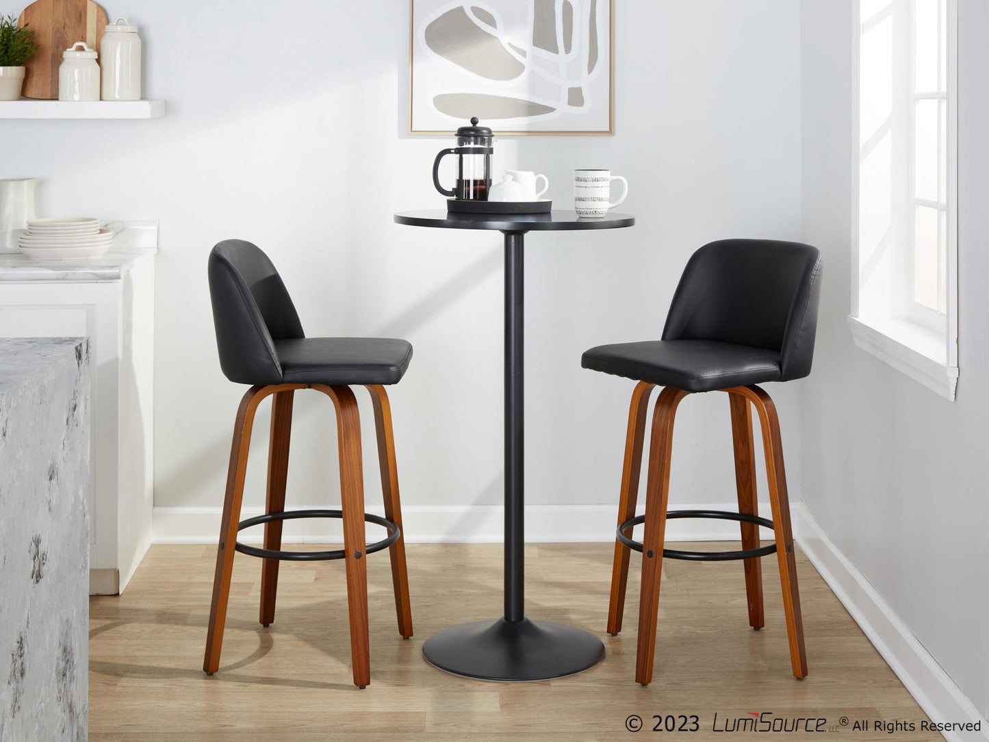 Toriano 30" Fixed-Height Barstool - Set of 2 By LumiSource - B30-TRNOFB-GRTZQ2 WLGY2 | Bar Stools | Modishstore - 13