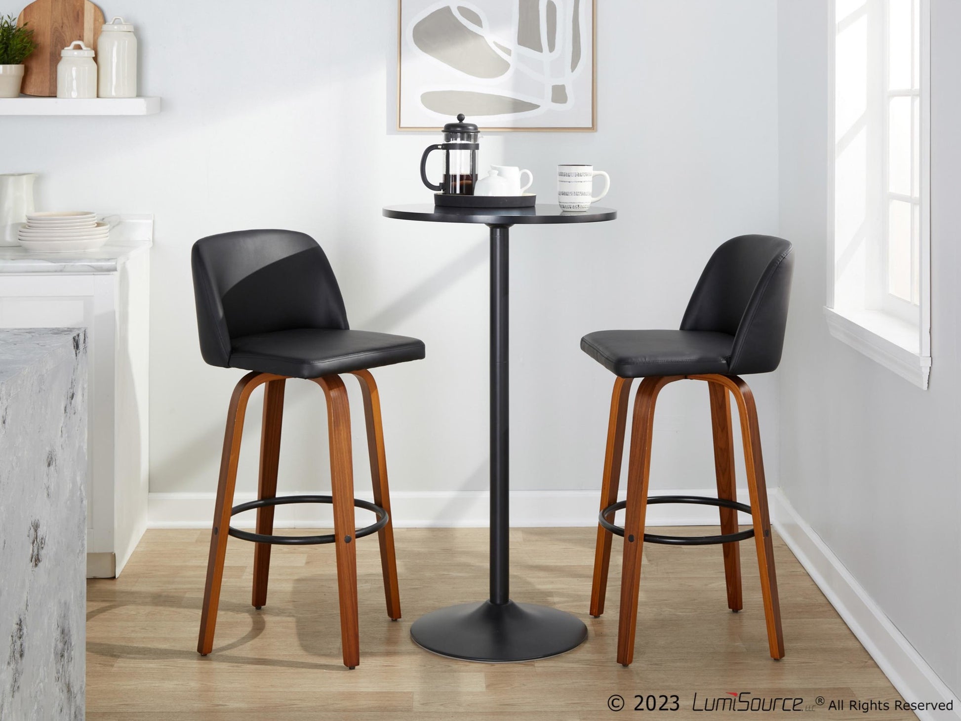 Toriano 30" Fixed-Height Barstool - Set of 2 By LumiSource - B30-TRNOFB-GRTZQ2 WLGY2 | Bar Stools | Modishstore - 14