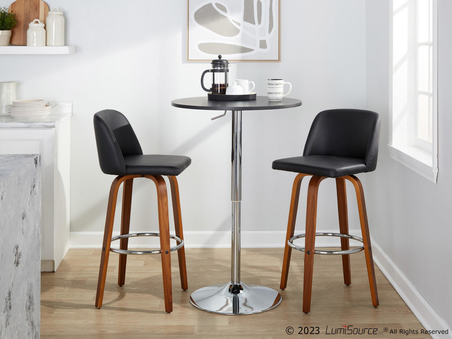 Toriano 30" Fixed-Height Barstool - Set of 2 By LumiSource - B30-TRNOPU-GRTZR2 WLBK2 | Bar Stools | Modishstore - 3