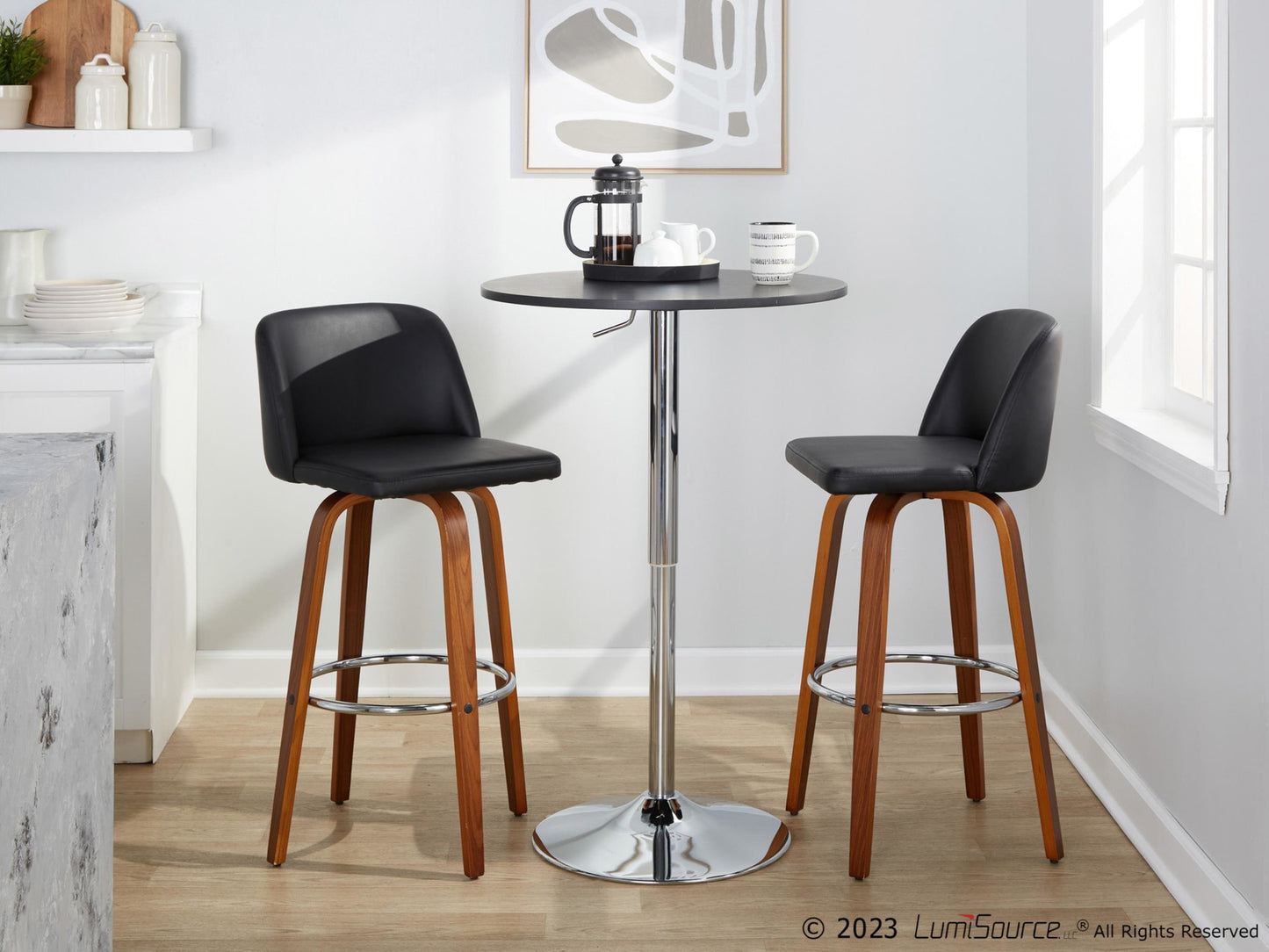 Toriano 30" Fixed-Height Barstool - Set of 2 By LumiSource - B30-TRNOPU-GRTZR2 WLBK2 | Bar Stools | Modishstore - 4