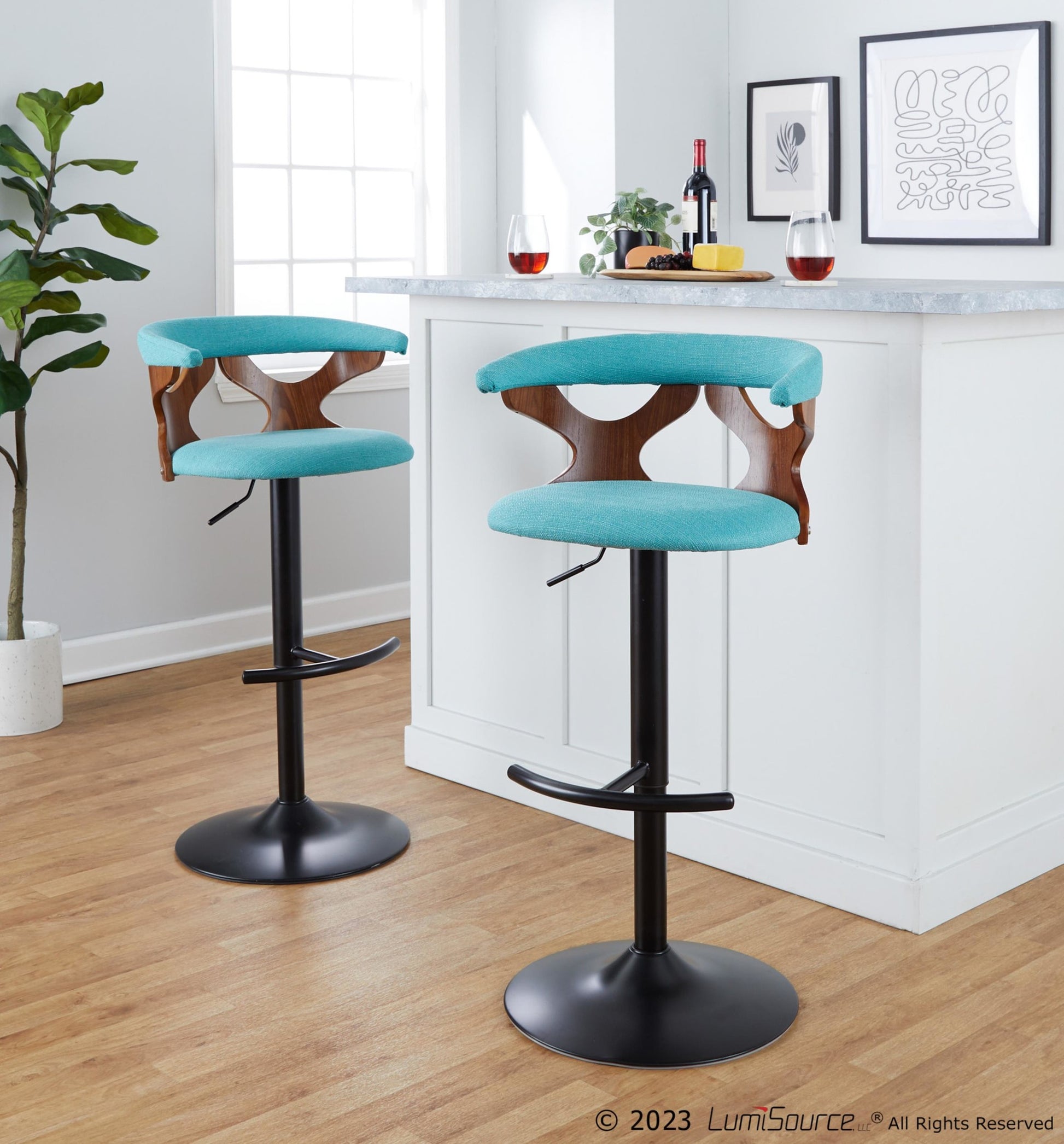 Gardenia Adjustable Barstool - Set of 2 By LumiSource - BS-GARDFB-RT2 BKWLCHAR2 | Bar Stools | Modishstore - 31