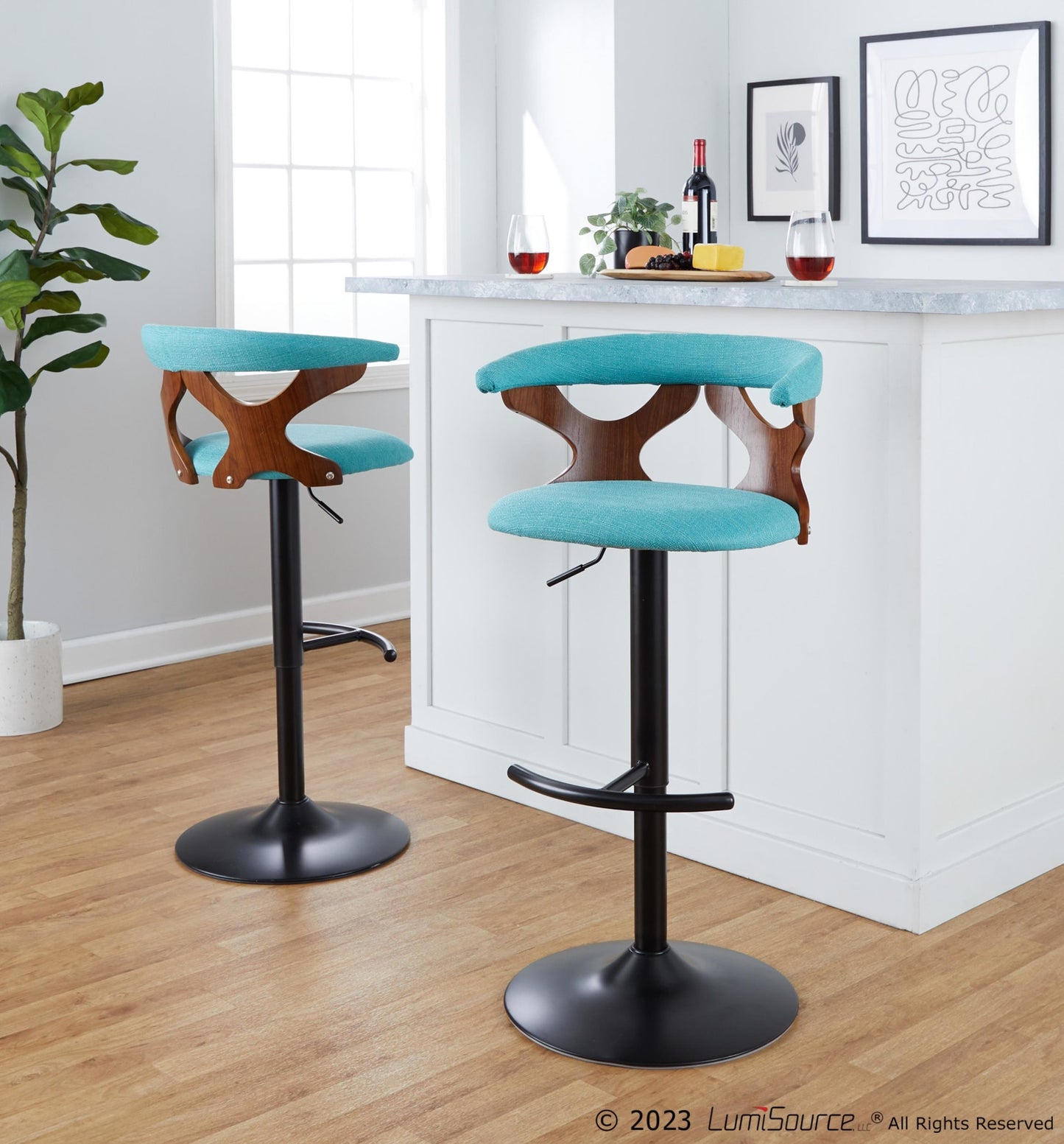 Gardenia Adjustable Barstool - Set of 2 By LumiSource - BS-GARDFB-RT2 BKWLCHAR2 | Bar Stools | Modishstore - 32