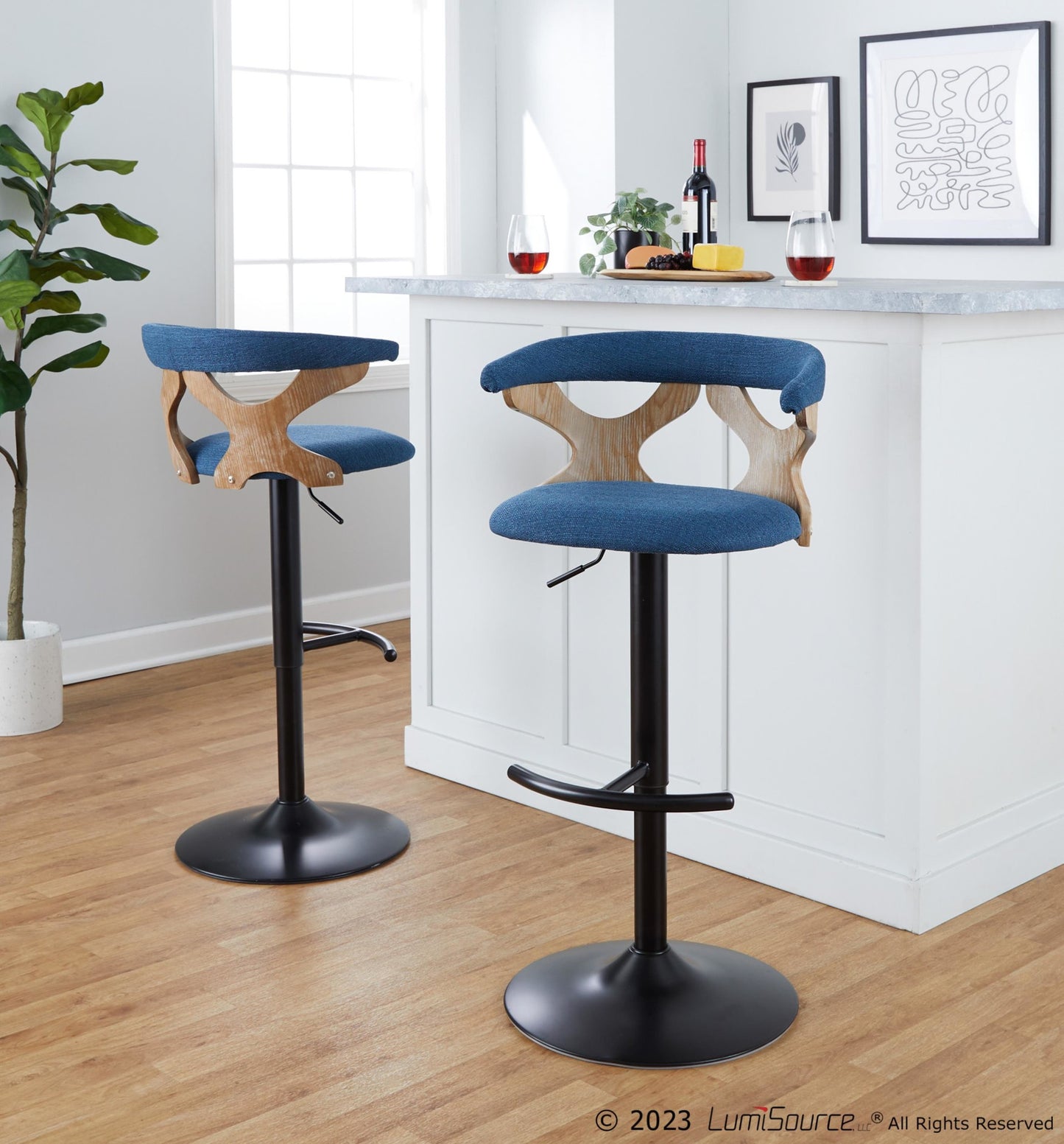 Gardenia Adjustable Barstool - Set of 2 By LumiSource - BS-GARDFB-RT2 BKWWBU2 | Bar Stools | Modishstore - 4