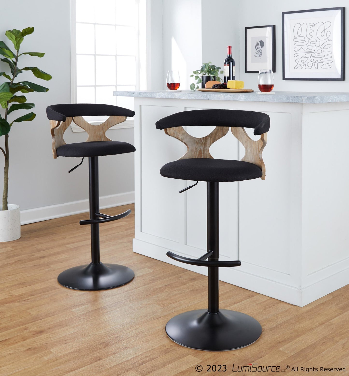 Gardenia Adjustable Barstool - Set of 2 By LumiSource - BS-GARDFB-RT2 BKWWBU2 | Bar Stools | Modishstore - 12