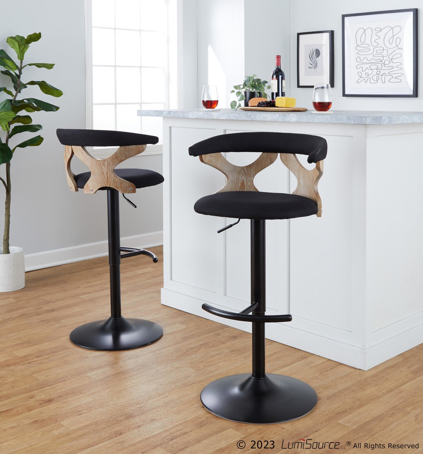 Gardenia Adjustable Barstool - Set of 2 By LumiSource - BS-GARDFB-RT2 BKWWBU2 | Bar Stools | Modishstore - 13