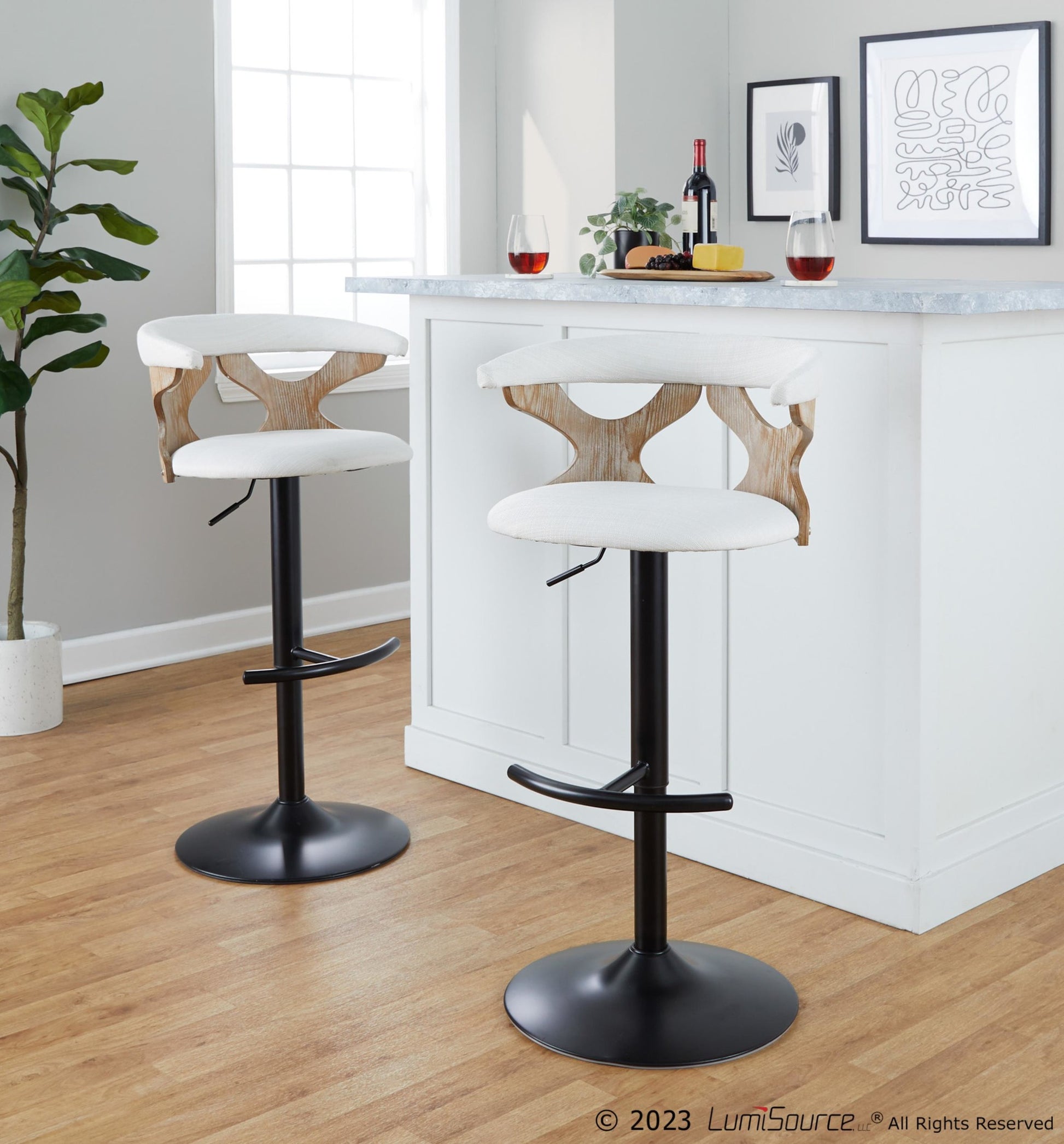 Gardenia Adjustable Barstool - Set of 2 By LumiSource - BS-GARDFB-RT2 BKWWBU2 | Bar Stools | Modishstore - 22