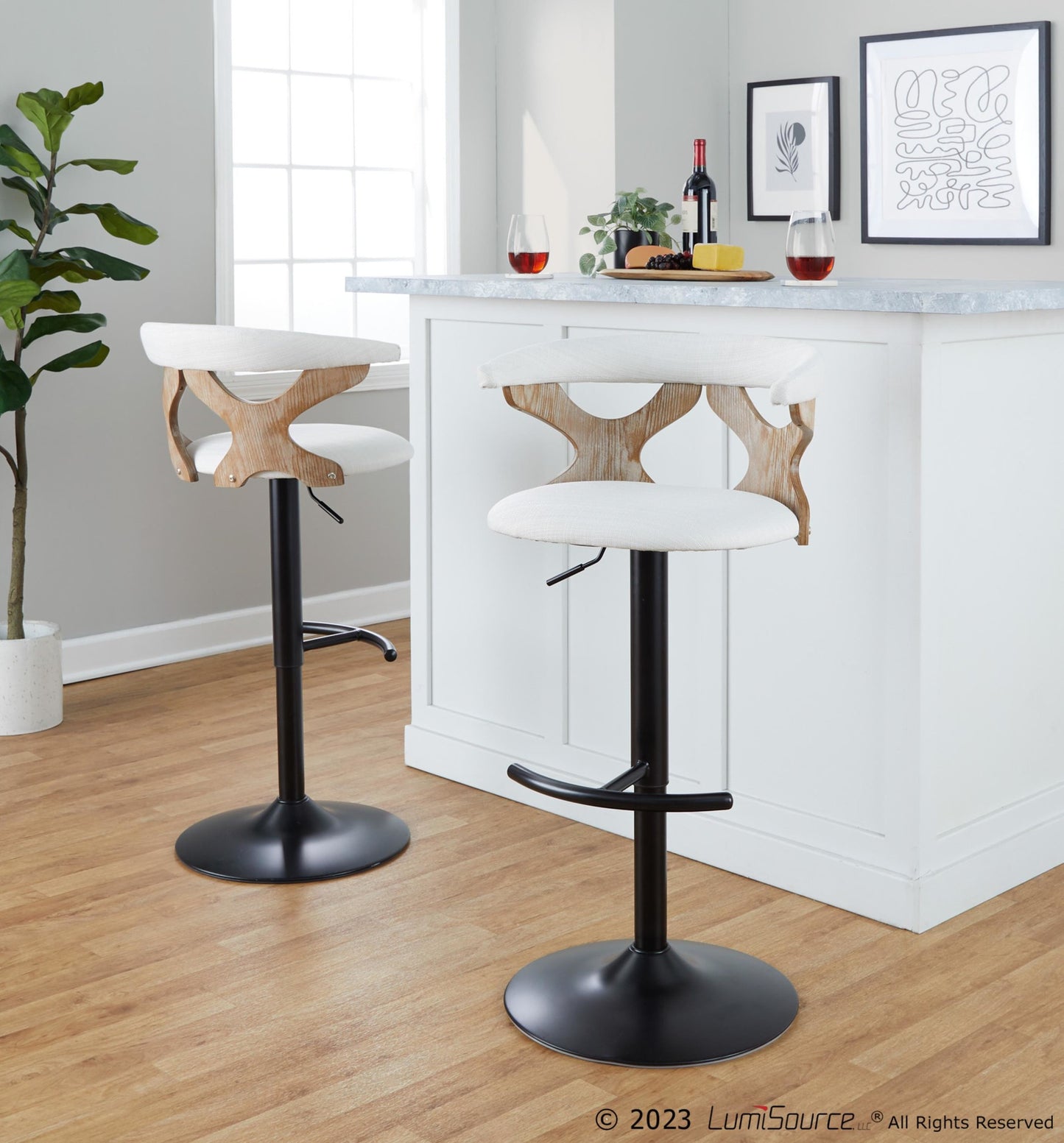 Gardenia Adjustable Barstool - Set of 2 By LumiSource - BS-GARDFB-RT2 BKWWBU2 | Bar Stools | Modishstore - 23