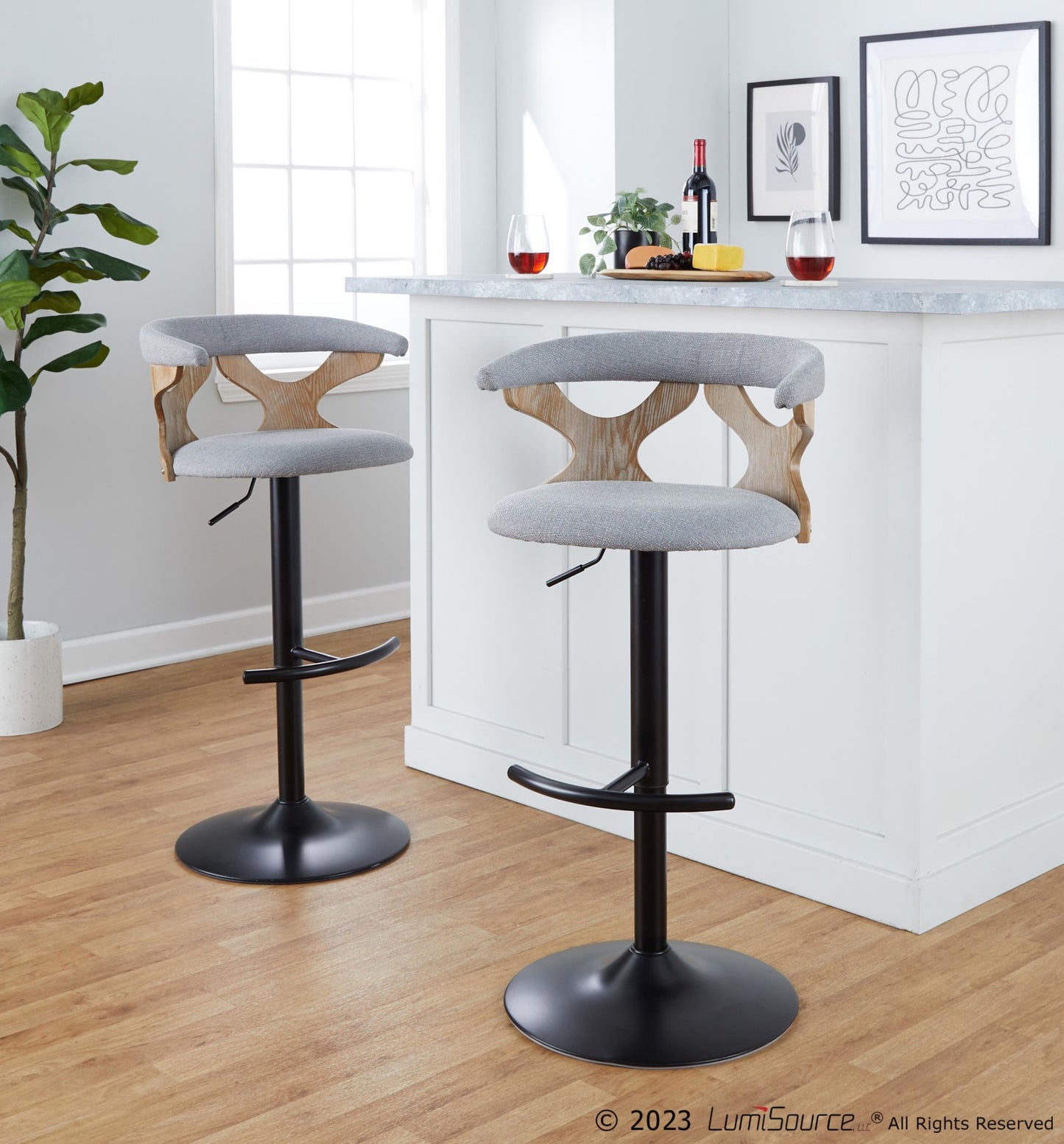 Gardenia Adjustable Barstool - Set of 2 By LumiSource - BS-GARDFB-RT2 BKWWBU2 | Bar Stools | Modishstore - 32