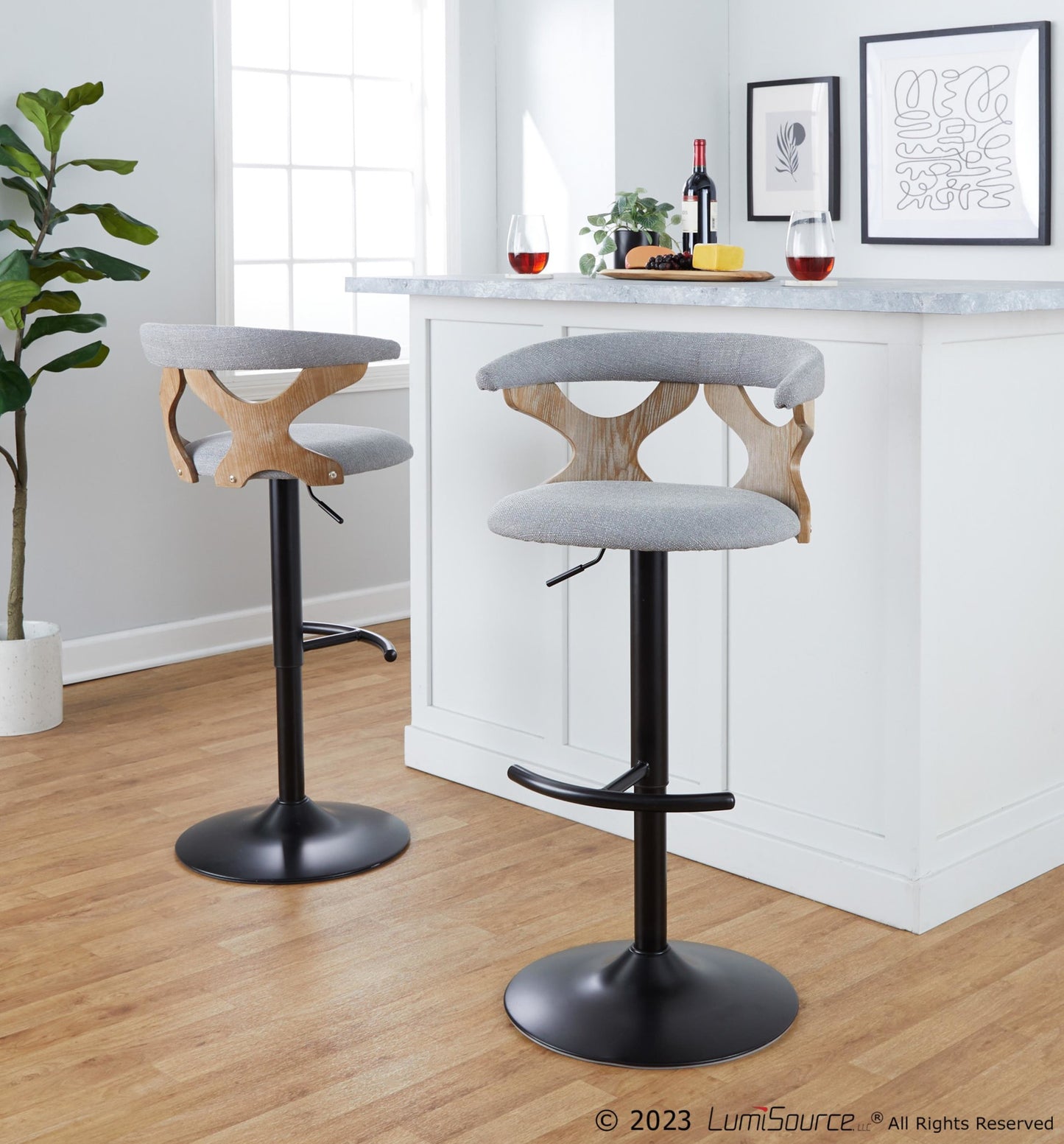 Gardenia Adjustable Barstool - Set of 2 By LumiSource - BS-GARDFB-RT2 BKWWBU2 | Bar Stools | Modishstore - 33