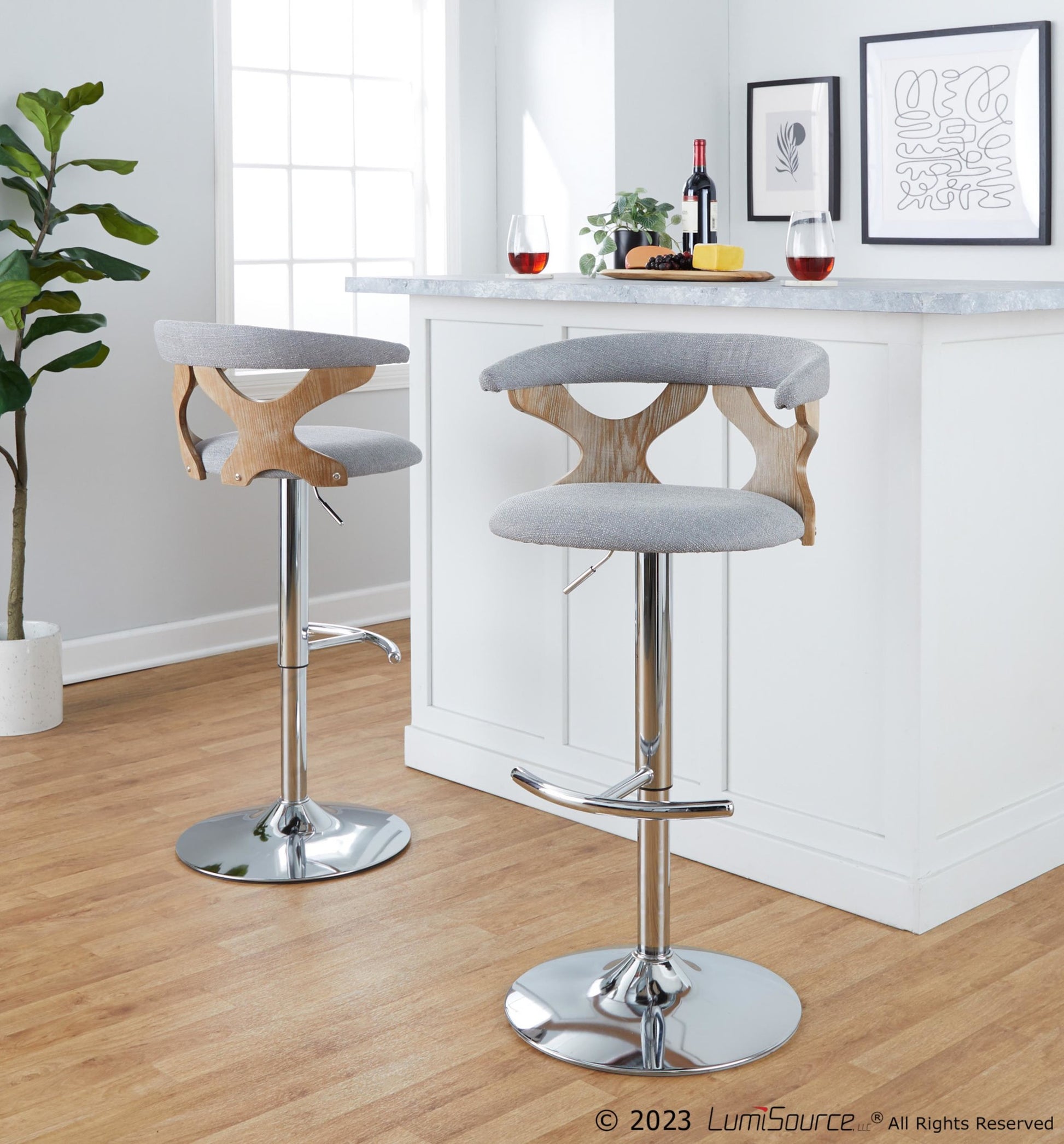 Gardenia Adjustable Barstool - Set of 2 By LumiSource - BS-GARDFB-RT2 CHRWWBU2 | Bar Stools | Modishstore - 33