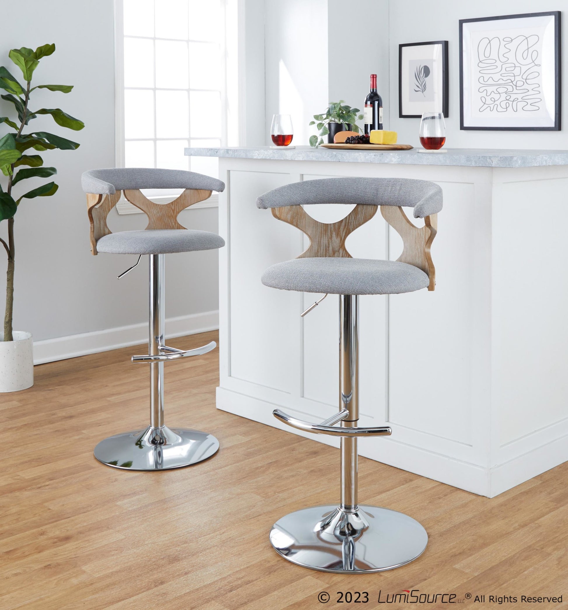 Gardenia Adjustable Barstool - Set of 2 By LumiSource - BS-GARDFB-RT2 CHRWWBU2 | Bar Stools | Modishstore - 34