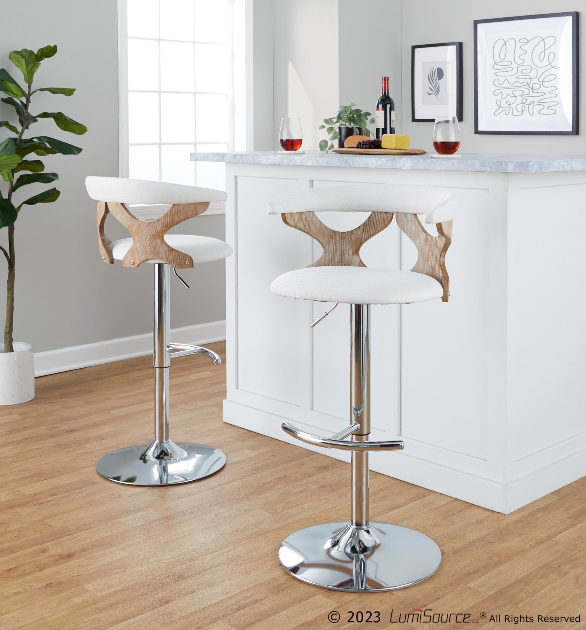 Gardenia Adjustable Barstool - Set of 2 By LumiSource - BS-GARDFB-RT2 CHRWWBU2 | Bar Stools | Modishstore - 23