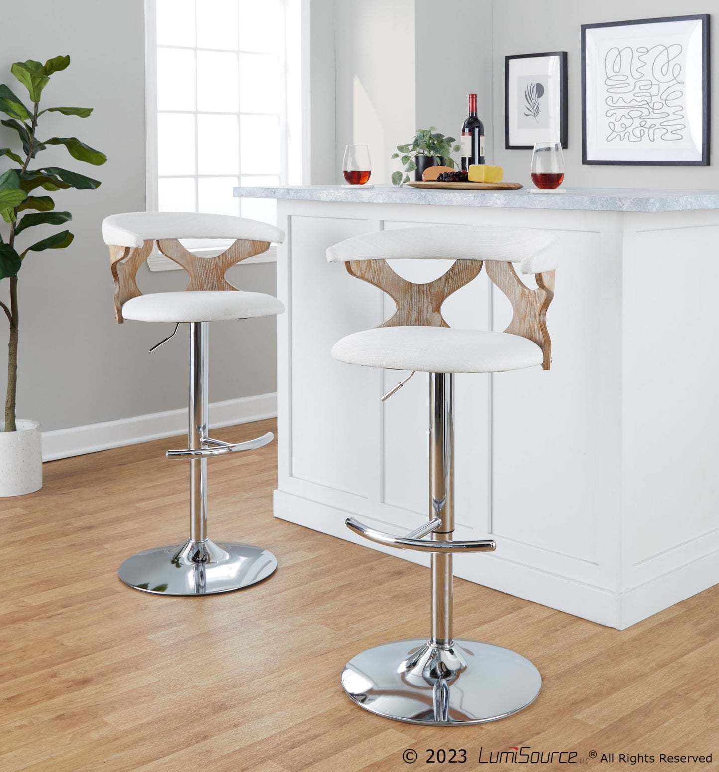 Gardenia Adjustable Barstool - Set of 2 By LumiSource - BS-GARDFB-RT2 CHRWWBU2 | Bar Stools | Modishstore - 24