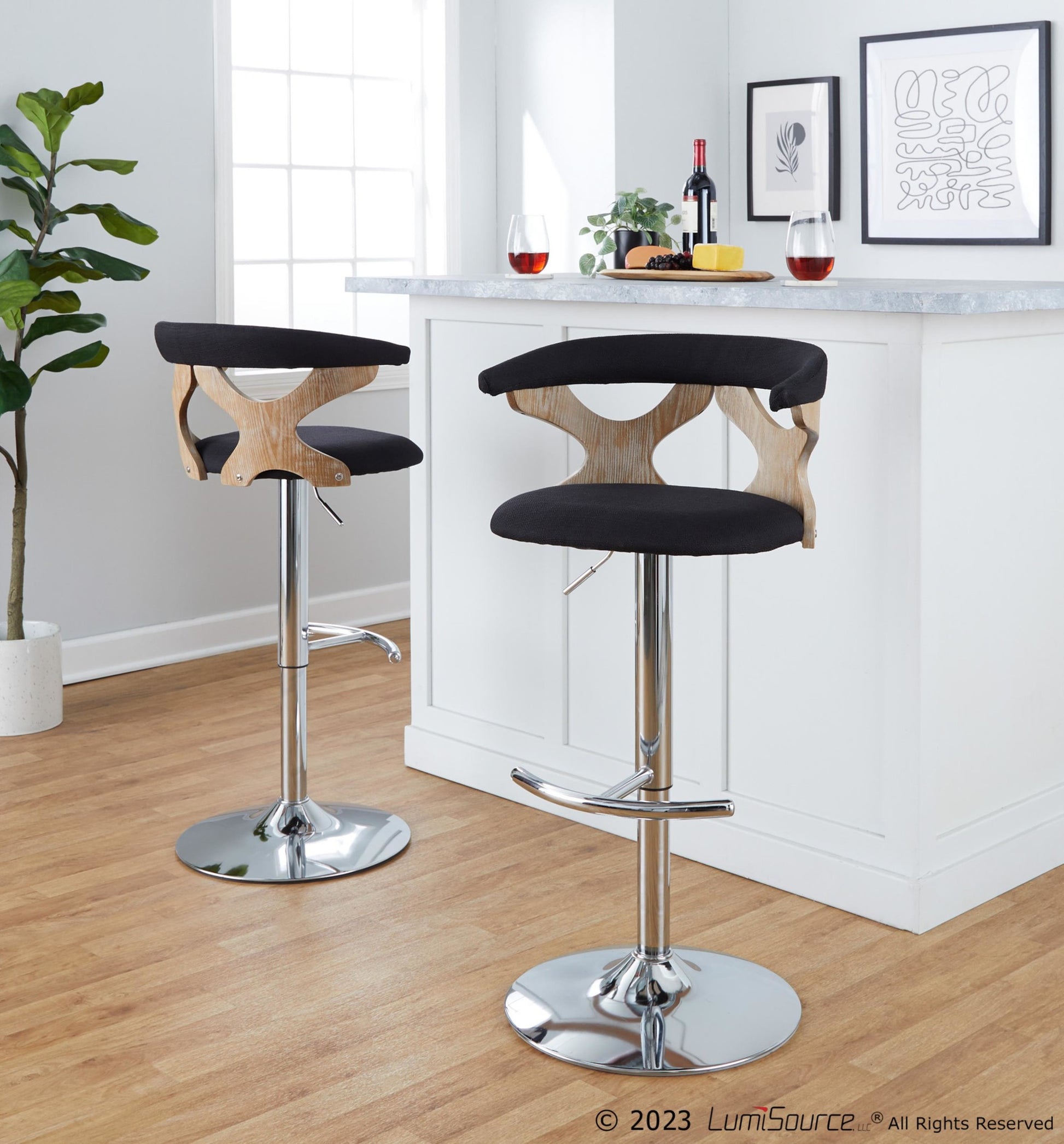 Gardenia Adjustable Barstool - Set of 2 By LumiSource - BS-GARDFB-RT2 CHRWWBU2 | Bar Stools | Modishstore - 13