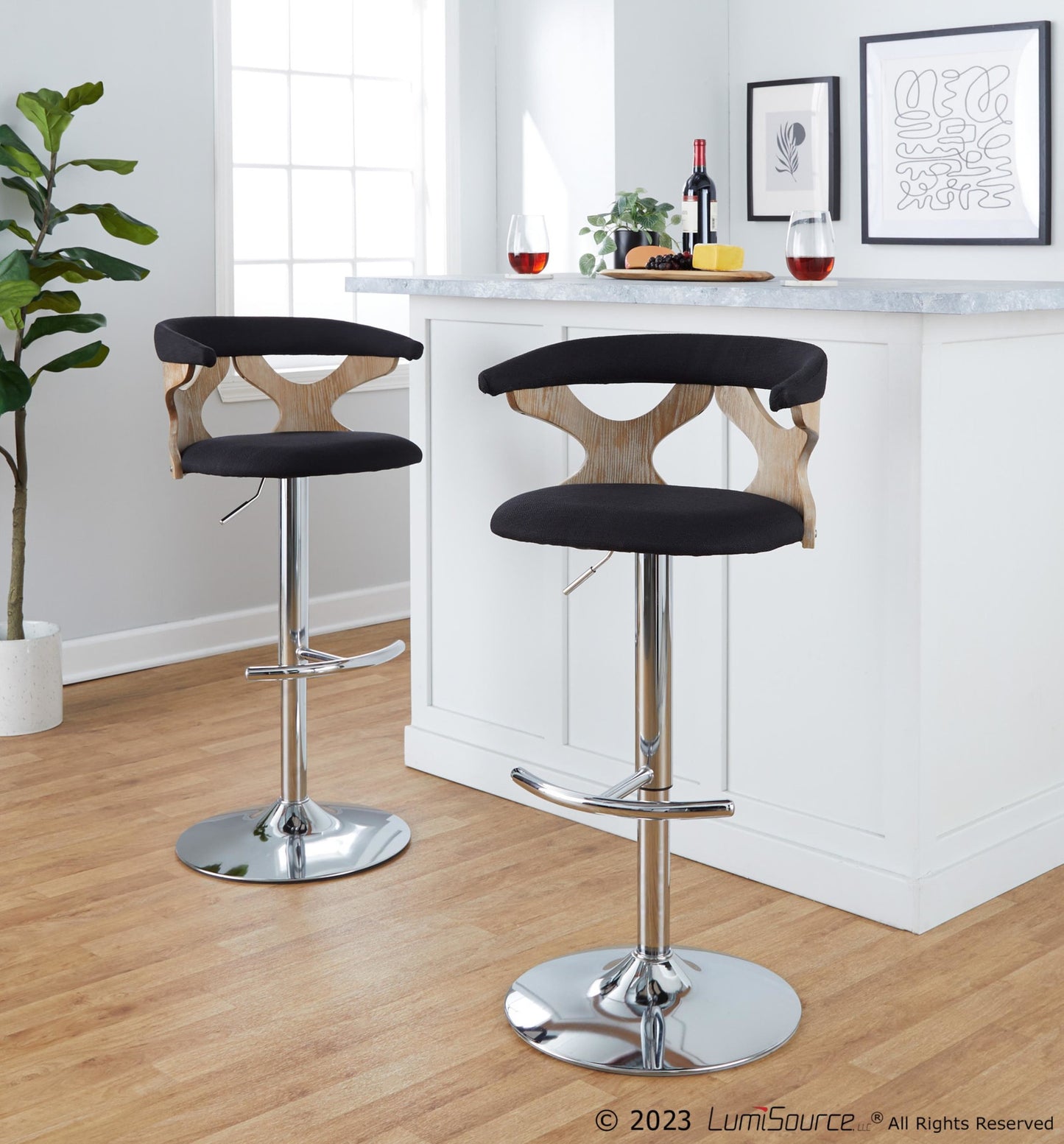 Gardenia Adjustable Barstool - Set of 2 By LumiSource - BS-GARDFB-RT2 CHRWWBU2 | Bar Stools | Modishstore - 14