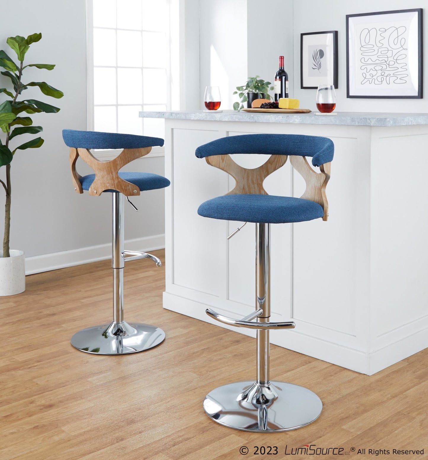 Gardenia Adjustable Barstool - Set of 2 By LumiSource - BS-GARDFB-RT2 CHRWWBU2 | Bar Stools | Modishstore - 3