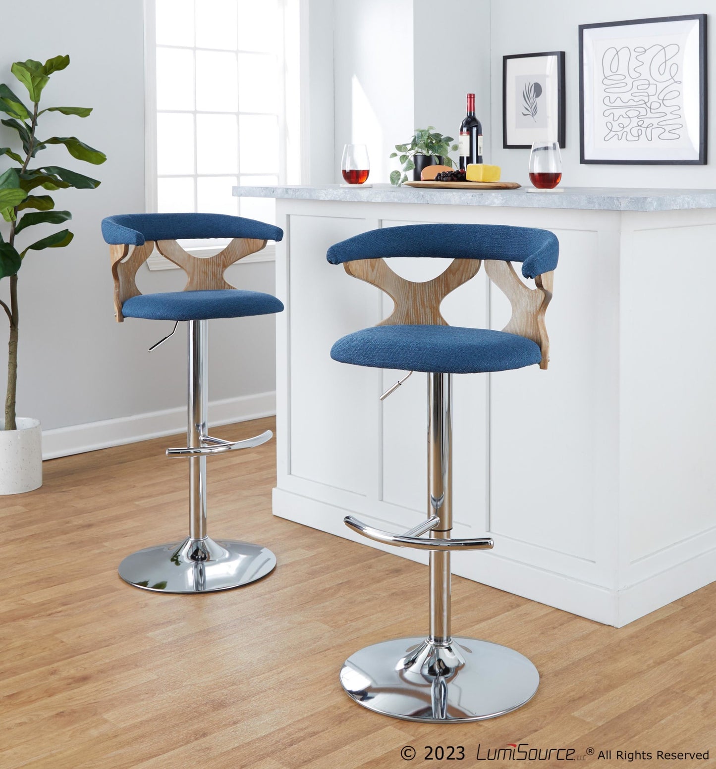 Gardenia Adjustable Barstool - Set of 2 By LumiSource - BS-GARDFB-RT2 CHRWWBU2 | Bar Stools | Modishstore - 4