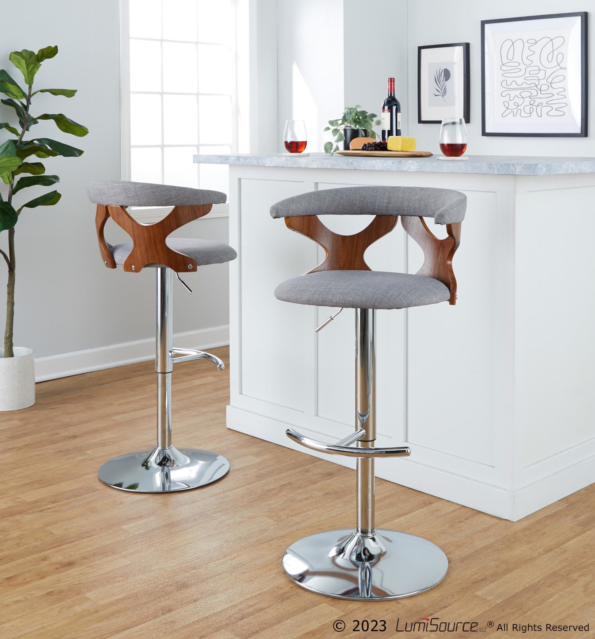 Gardenia Adjustable Barstool - Set of 2 By LumiSource - BS-GARDFB-RT2 BKWLCHAR2 | Bar Stools | Modishstore - 13