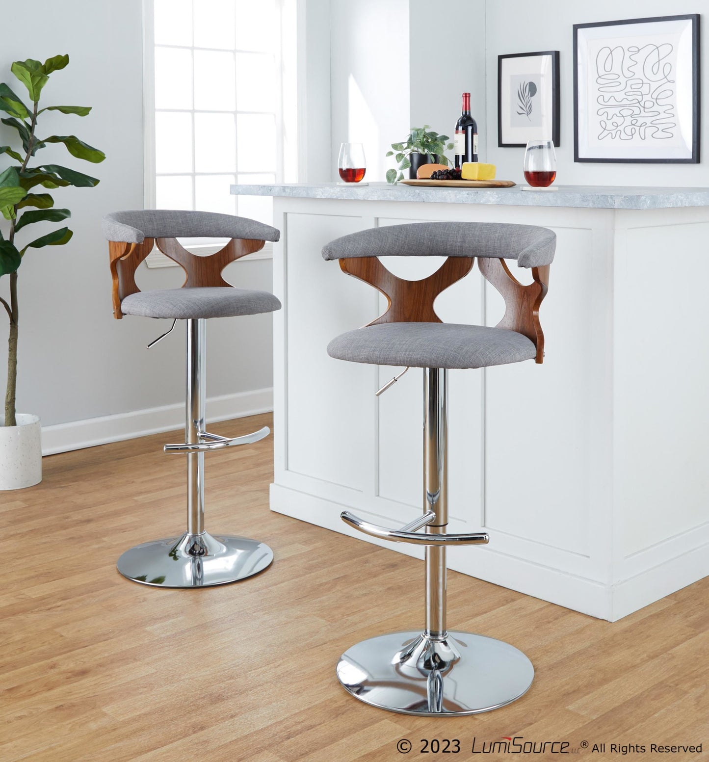 Gardenia Adjustable Barstool - Set of 2 By LumiSource - BS-GARDFB-RT2 BKWLCHAR2 | Bar Stools | Modishstore - 14