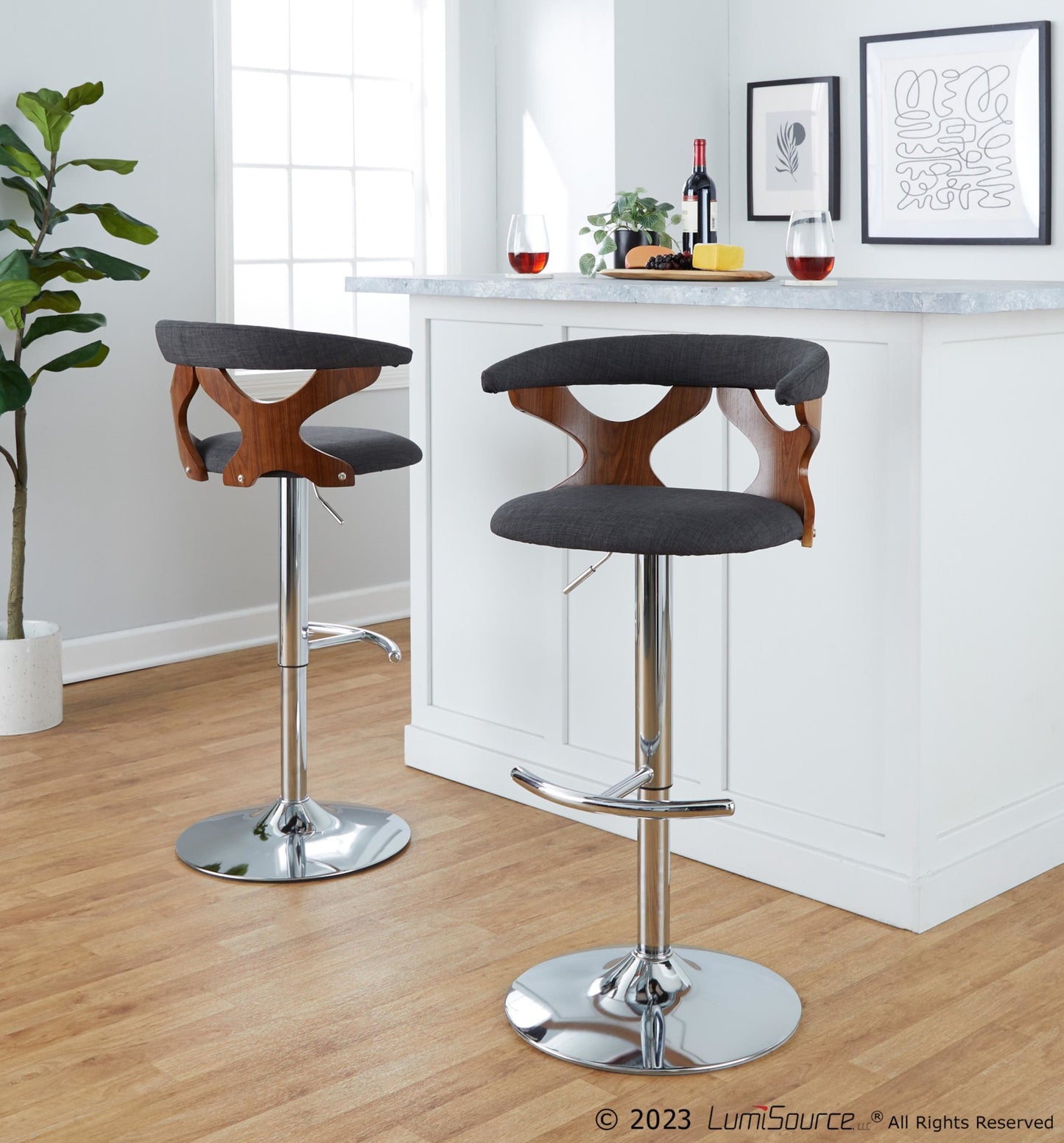 Gardenia Adjustable Barstool - Set of 2 By LumiSource - BS-GARDFB-RT2 CHRWLCHAR2 | Bar Stools | Modishstore - 3