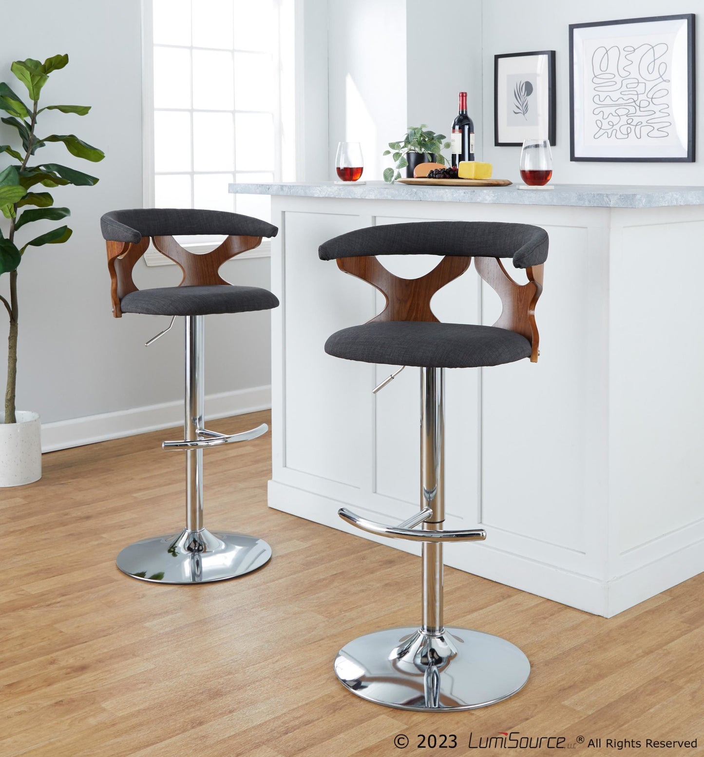 Gardenia Adjustable Barstool - Set of 2 By LumiSource - BS-GARDFB-RT2 CHRWLCHAR2 | Bar Stools | Modishstore - 4