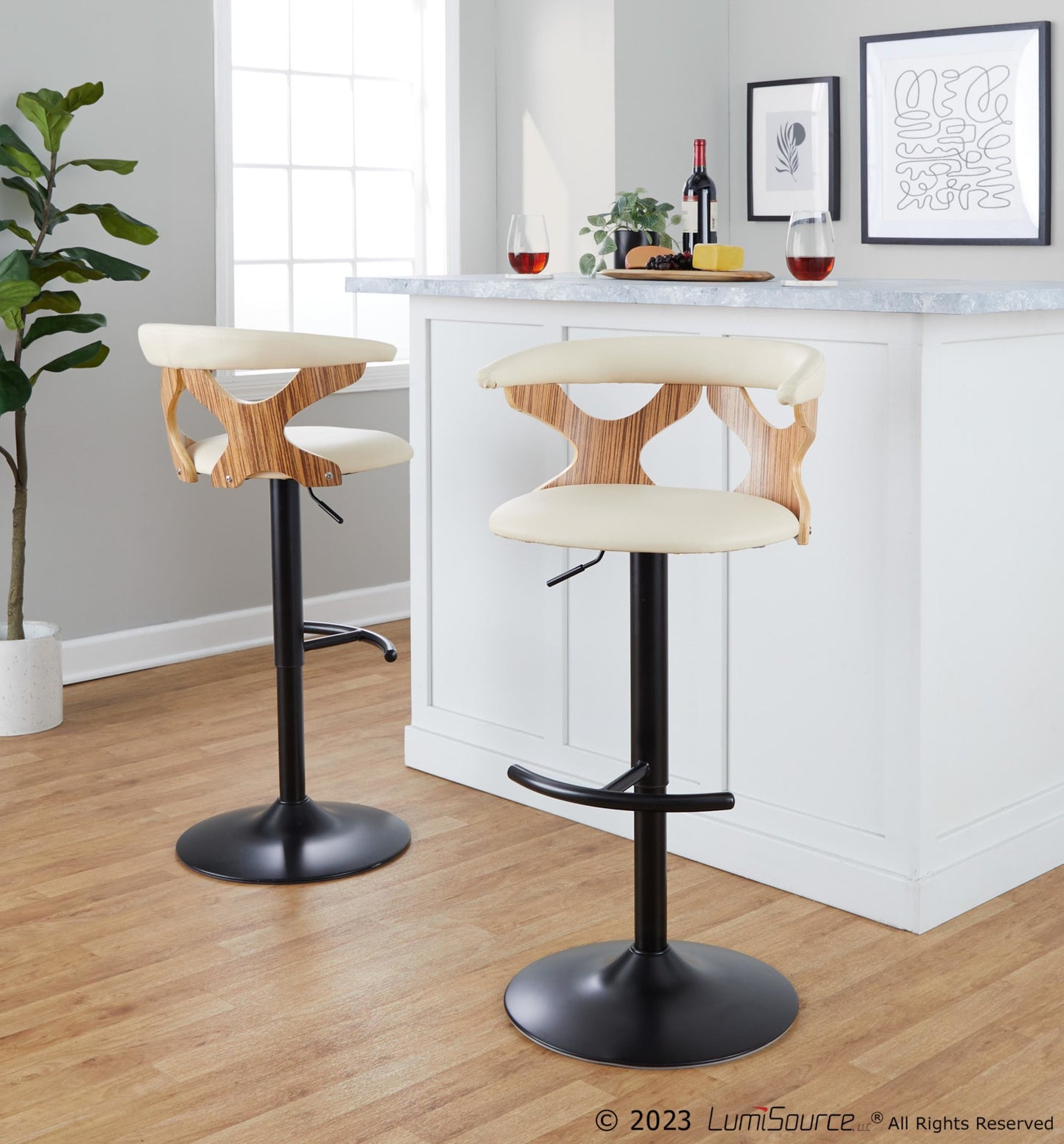 Gardenia Adjustable Barstool - Set of 2 By LumiSource - BS-GARDPU-RT2 BKWWLGY2 | Bar Stools | Modishstore - 10