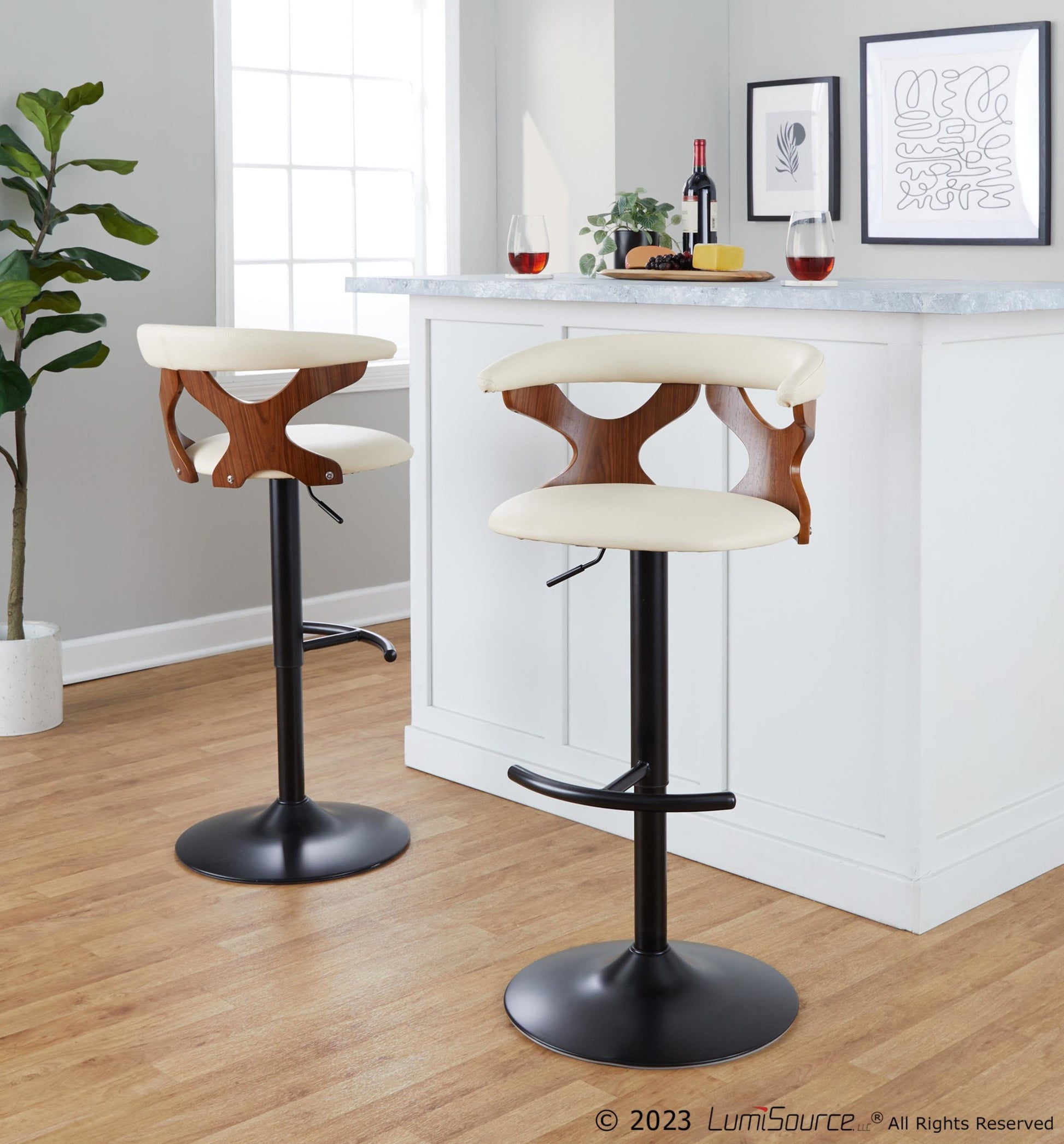 Gardenia Adjustable Barstool - Set of 2 By LumiSource - BS-GARDPU-RT2 BKNACR2 | Bar Stools | Modishstore - 13