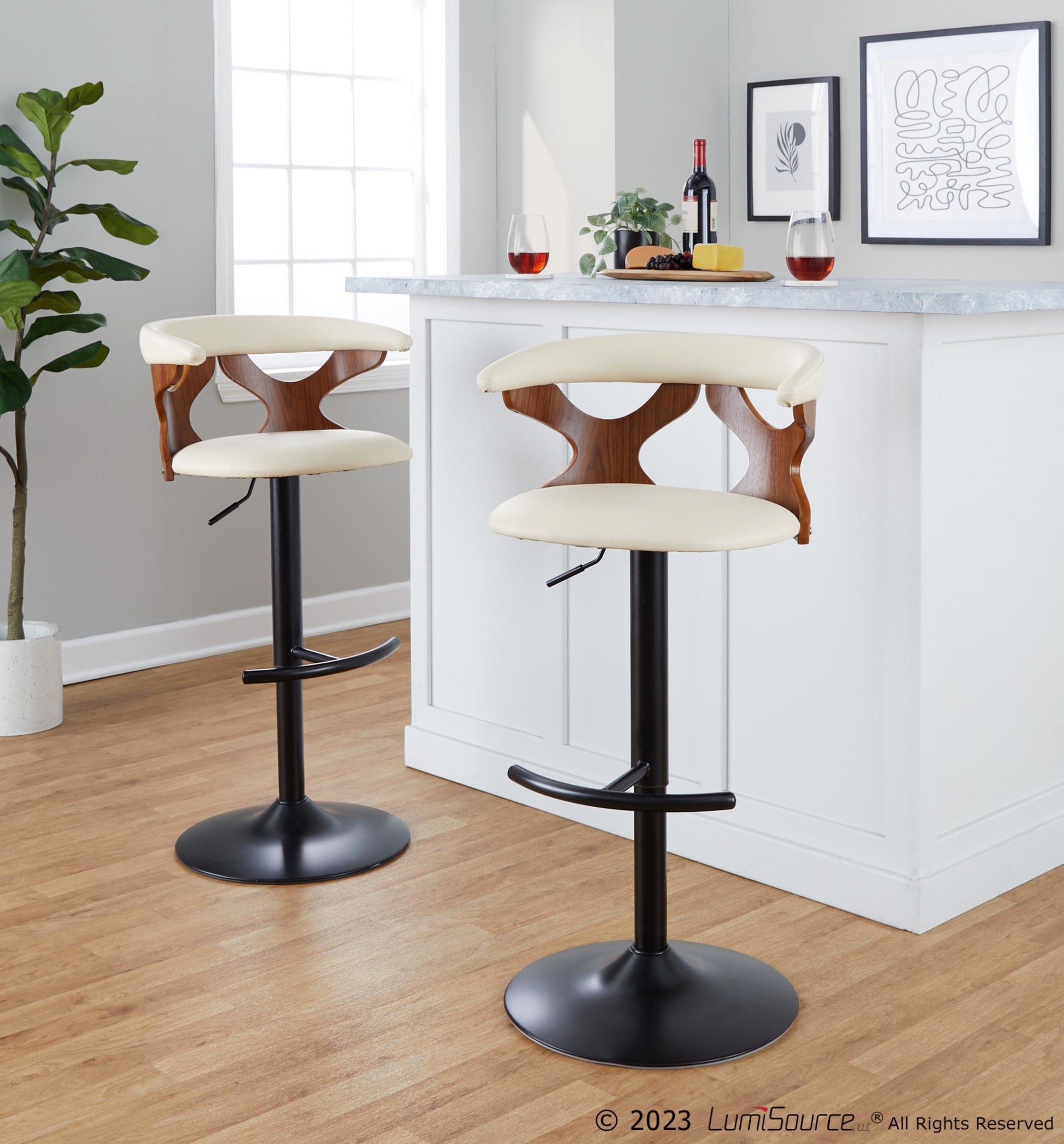 Gardenia Adjustable Barstool - Set of 2 By LumiSource - BS-GARDPU-RT2 BKNACR2 | Bar Stools | Modishstore - 14