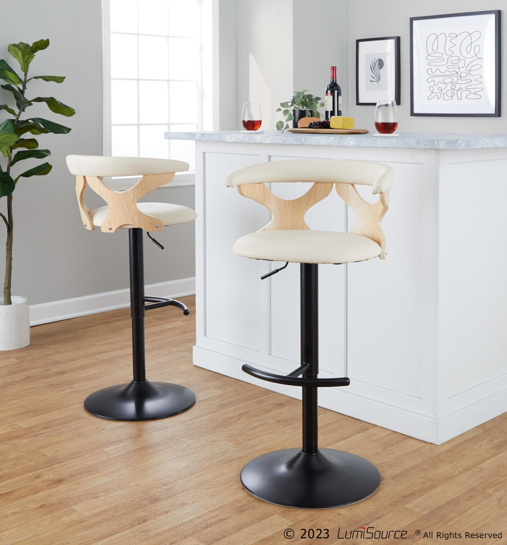 Gardenia Adjustable Barstool - Set of 2 By LumiSource - BS-GARDPU-RT2 BKNACR2 | Bar Stools | Modishstore - 3